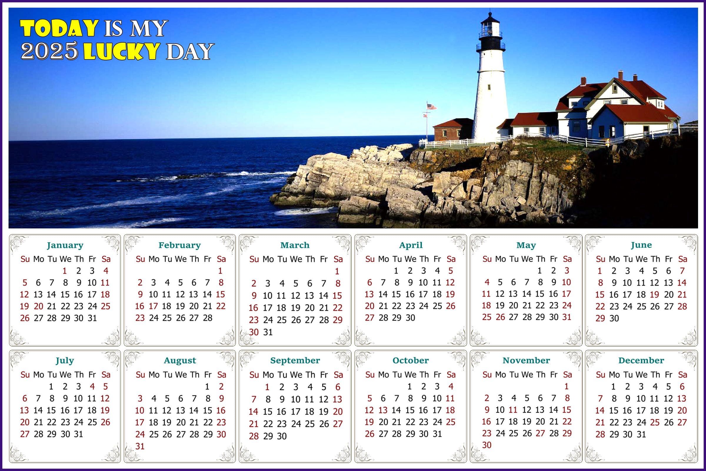 2025 Magnetic Calendar - Fade, Tear & Water Resistant Wall Calendar with Strong Magnets - Portland Lighthouse View - Perfect for Home, Office & Fridge Organization - Motivational 