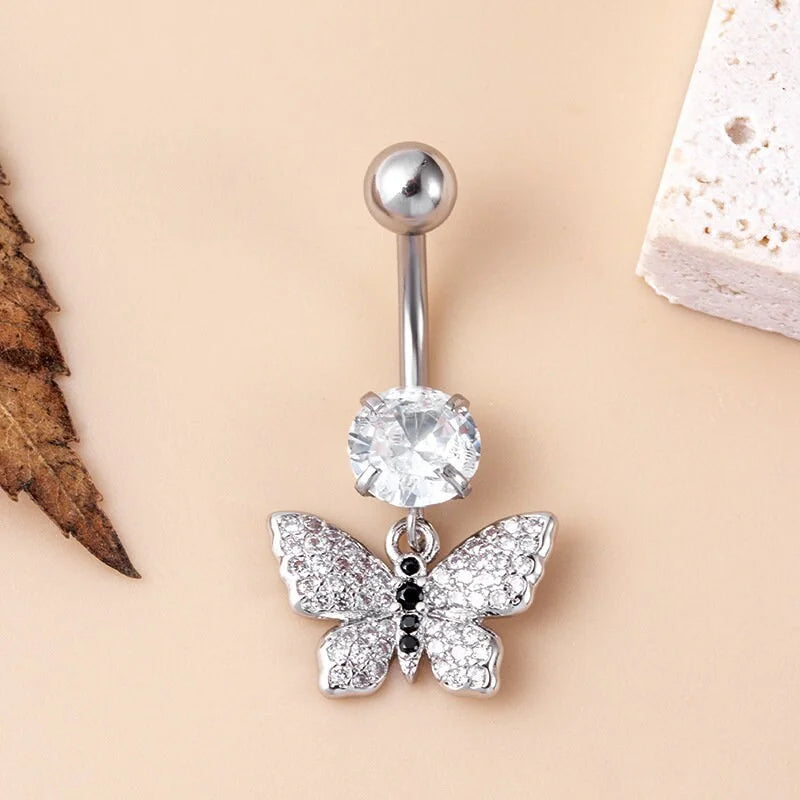 14G Hypoallergenic Butterfly Belly Button Ring - Surgical Steel Navel Piercing Jewelry for Women | Perfect for Everyday Wear, Parties & Body Piercing Enthusiasts