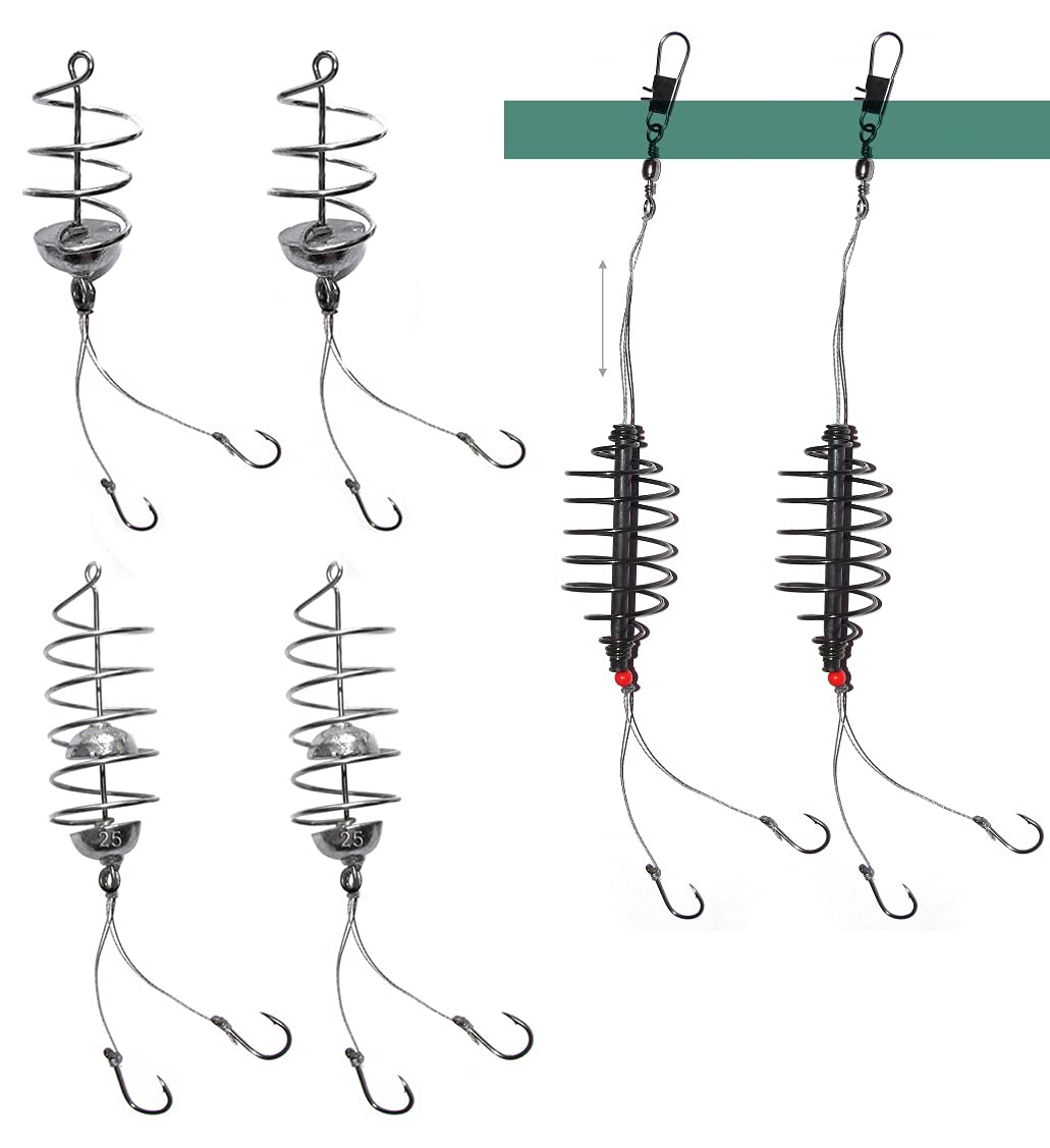6pcs Carp Steel Spring Bait Fishing Feeder 5g 12g 25g - Durable Fishing Rig Hooks #4 #6 - Coarse Fishing Terminal Tackle for Carp, Catfish & Bottom Fishing - Perfect for Lake, River & Pond Fishing