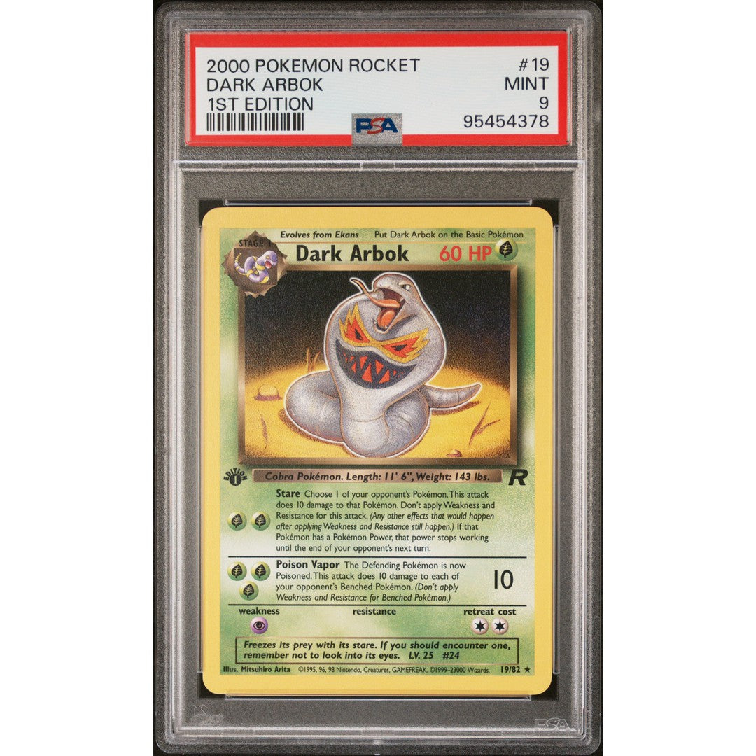 2000 Pokemon Rocket 1st Edition Dark Arbok 19/82 PSA 9 Graded Card - Rare Collectible for Pokemon TCG Players & Investors | Perfect for Display, Gaming & Trading