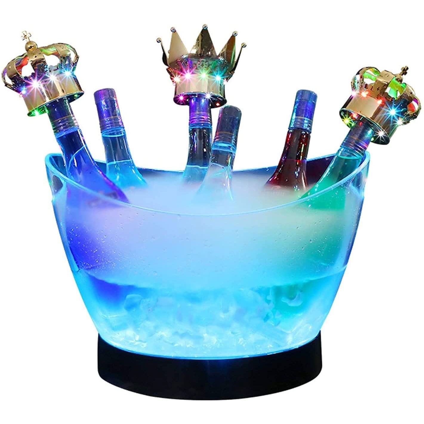 ZBQLKM Large Capacity LED Ice Bucket - Clear Acrylic Wine & Beer Cooler Tub for Chilling Drinks - Perfect for Parties, Home Bars, and Outdoor Gatherings