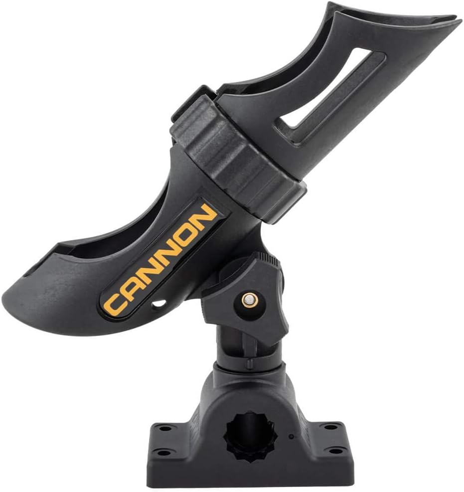 Cannon 2450169 1 Deck Mount Rod Holder - 3 Position Adjustable Fishing Rod Holder for Boats (Black) - Perfect for Saltwater & Freshwater Fishing