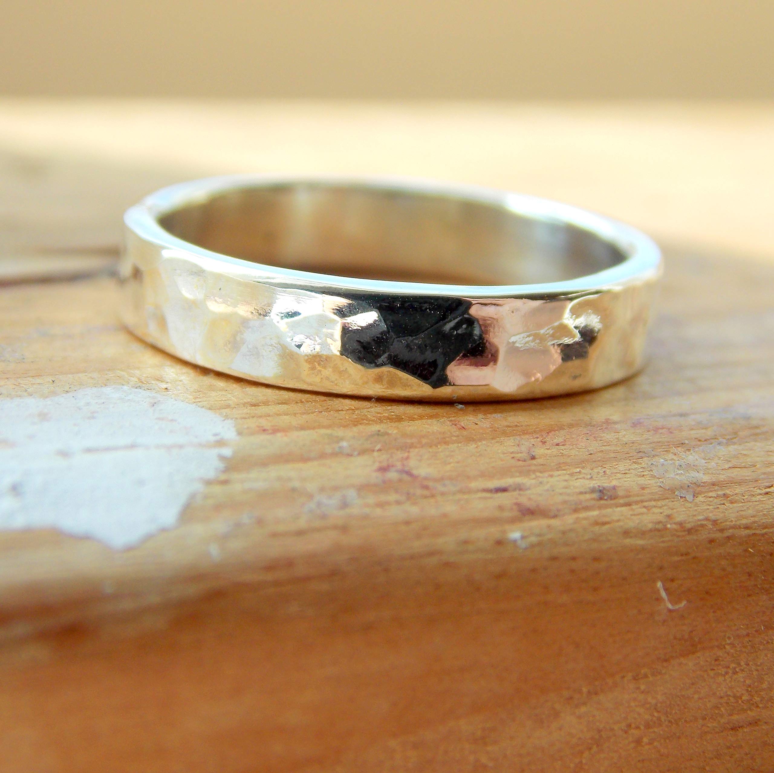 Hammered Band Ring - Sterling Silver Textured Wedding Band for Men & Women | Durable & Comfortable for Everyday Wear, Anniversary Gifts, and Special Occasions