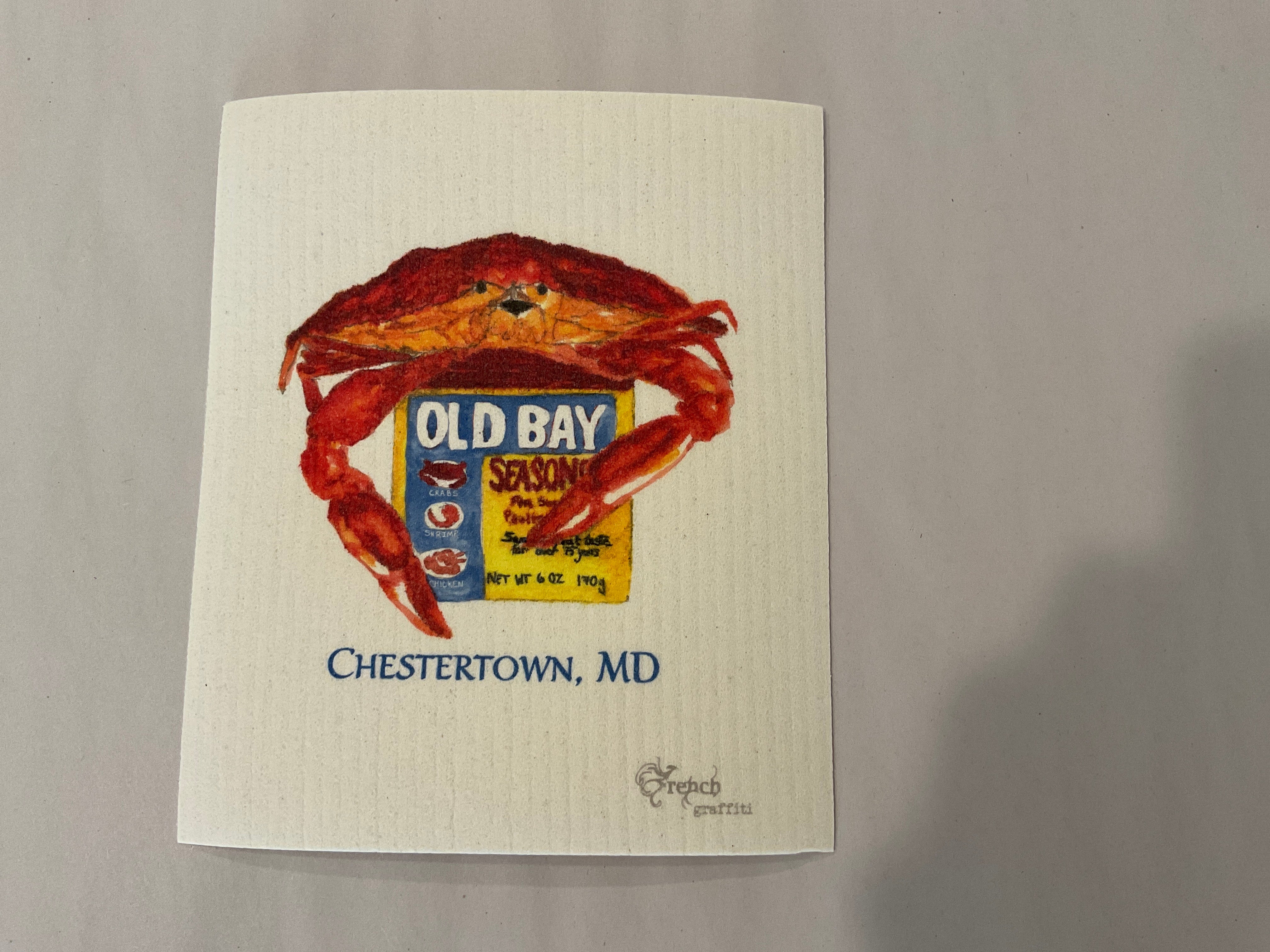 Old Bay Crab Swedish Dishcloth - Eco-Friendly, Absorbent & Reusable Kitchen Towel for Cleaning, Dishes & Countertops - Chesapeake Bay Inspired Design