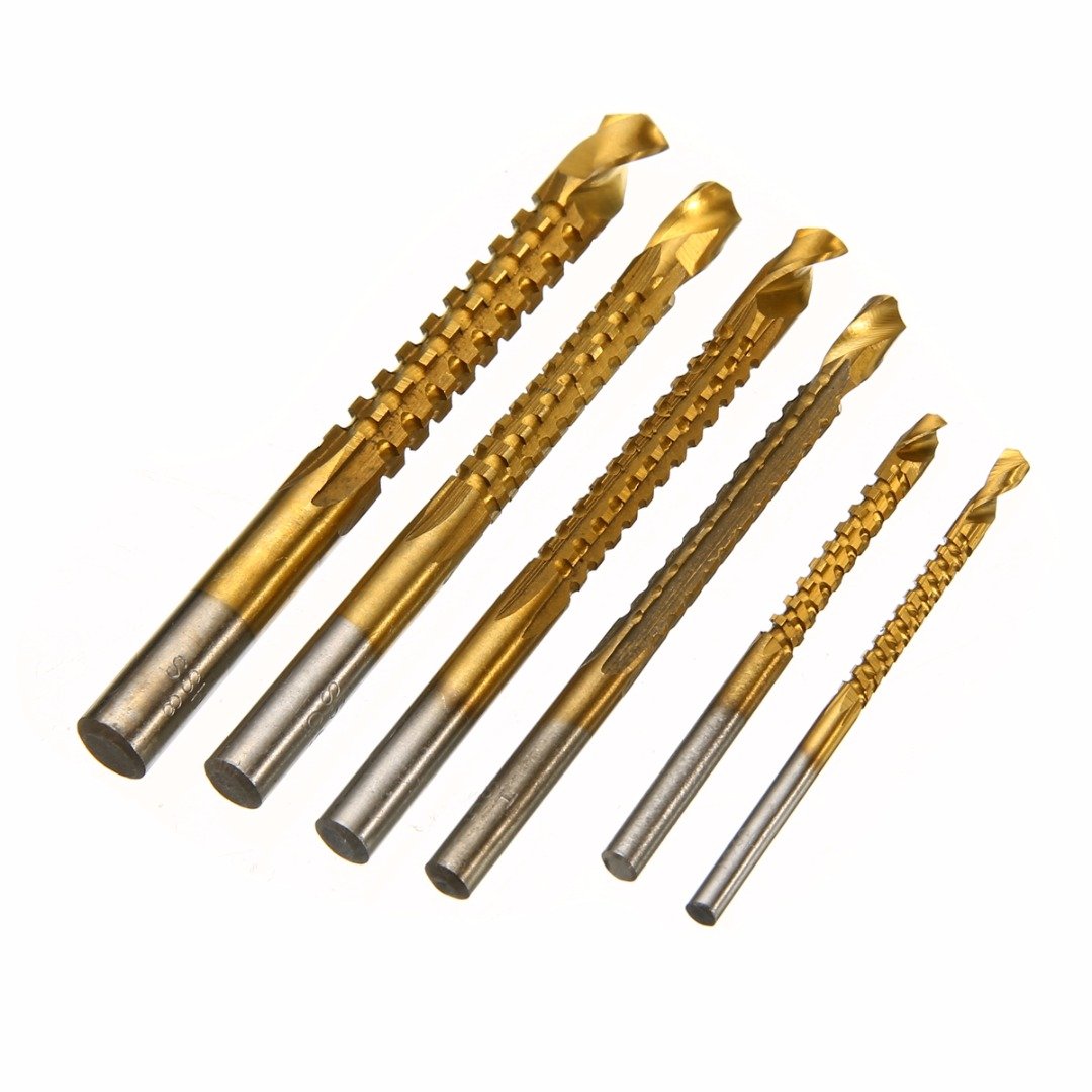 6Pcs Titanium Coated HSS Drill Bit Set (3-8mm) for Electric Drill - Perfect for Woodworking, Plastic & Metal Drilling - Carpenter Tools for DIY Projects & Home Improvement