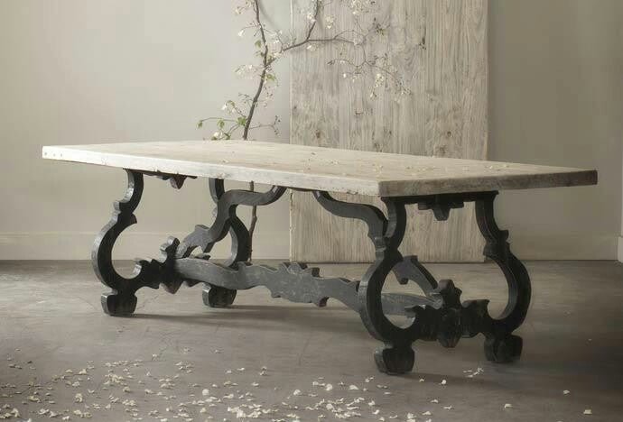 Hand Carved Rectangle Pedestal Dining Table with Scroll Legs - Solid Wood Farmhouse Dining Table in Natural Finish for Kitchen, Dining Room & Home Decor