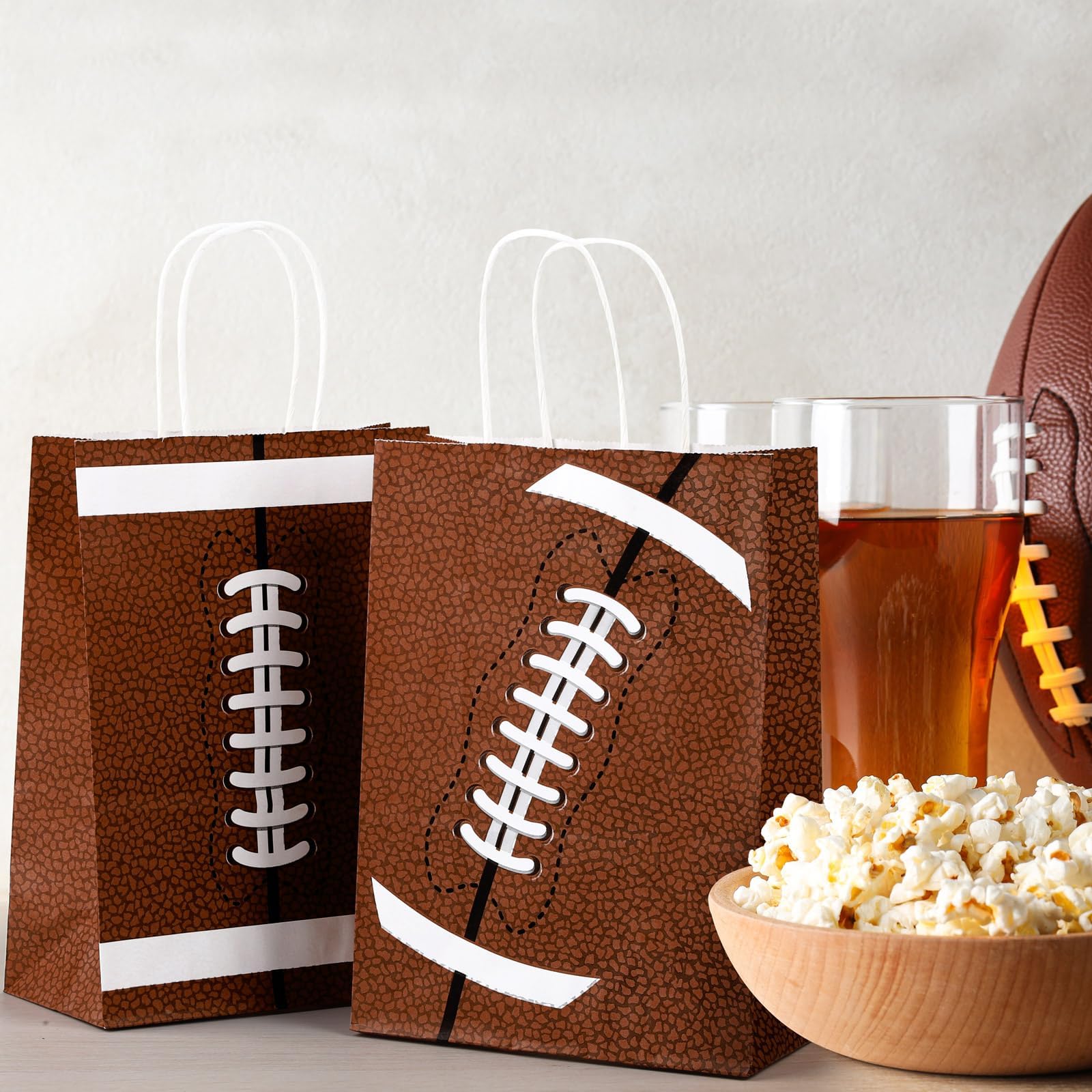 16-Piece Football-Themed Gift Bags with Handles - Party Favors, Treat & Candy Bags for Birthday, Sports Events & Tailgating - Perfect for Game Day Celebrations, Team Snacks & Kids' Party Supplies