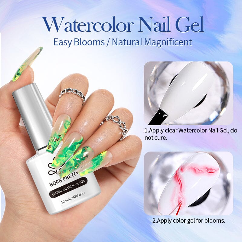10ml Watercolor Nail Gel Polish - Long Lasting UV/LED Soak Off Gel for Nail Art, Manicure & Pedicure - Perfect for Home Salon, DIY Nail Designs & Professional Use