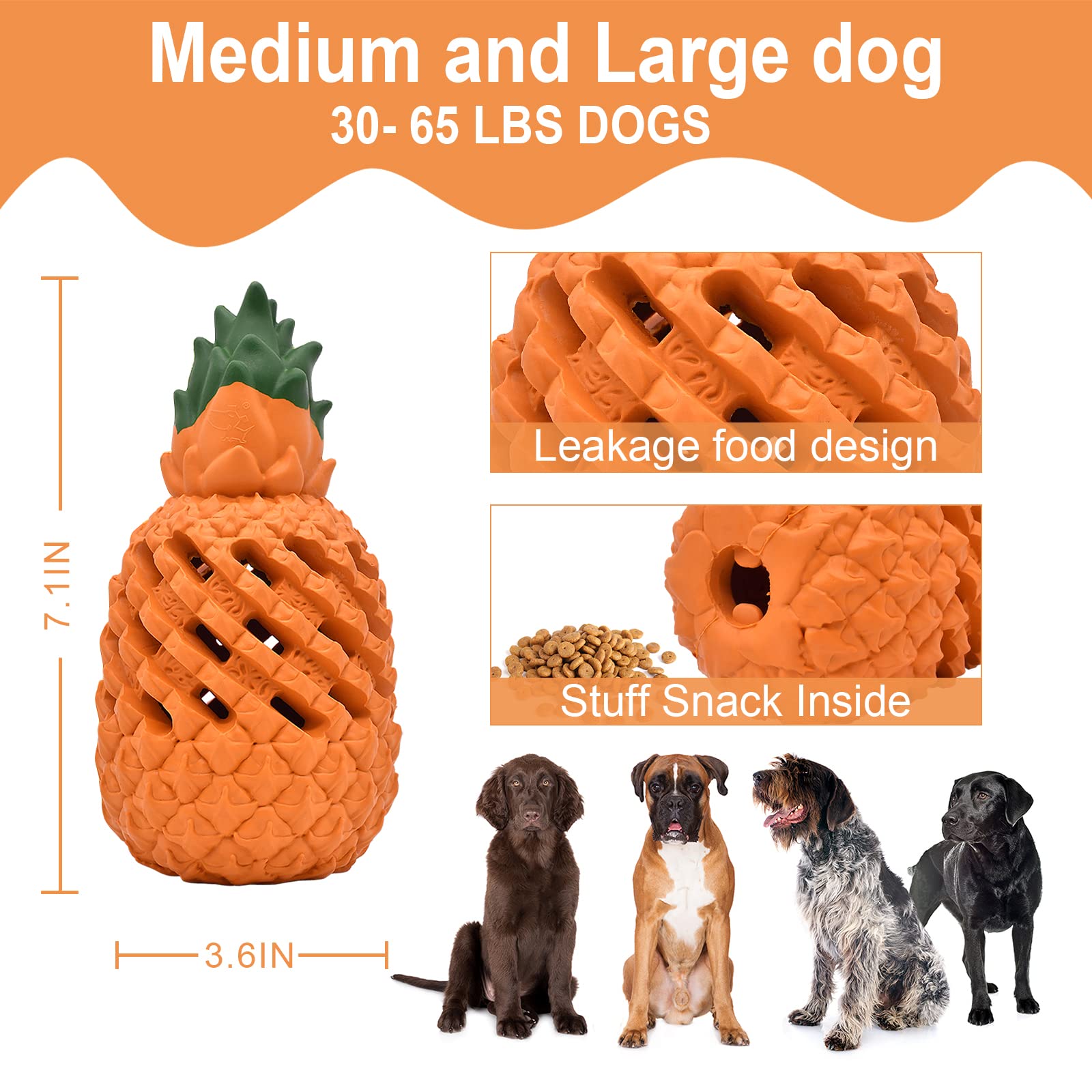 Durable Pineapple Dog Chew Toys for Aggressive Chewers - Indestructible Chewing Toy for Medium Dogs - Perfect for Teething, Boredom Relief & Playtime