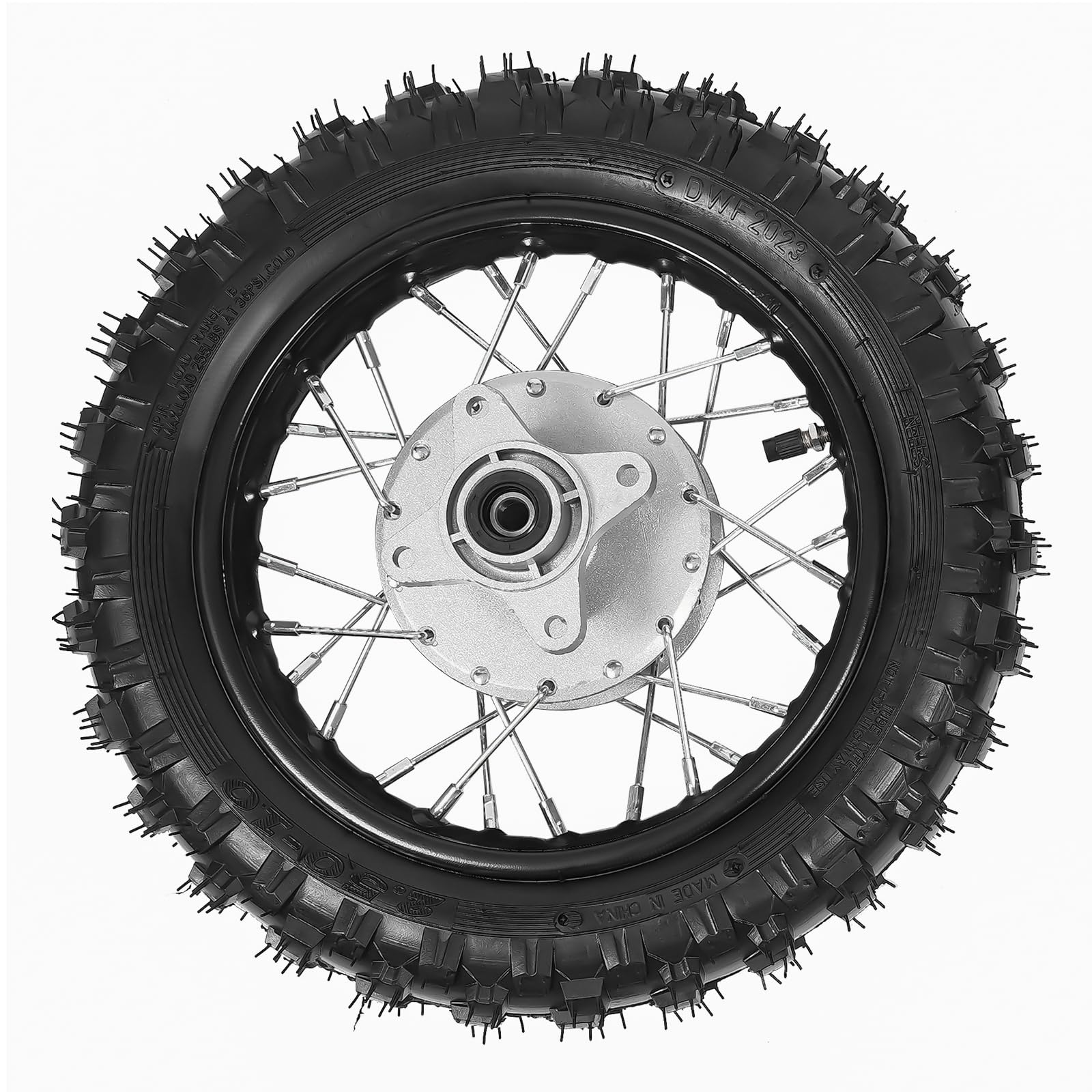 Honda CRF50 XR50 BBR KLX Dirt Bike Front & Rear Wheel Set - 2.50-10 Tire Rim with Drum Brake, Chain & Plate (16