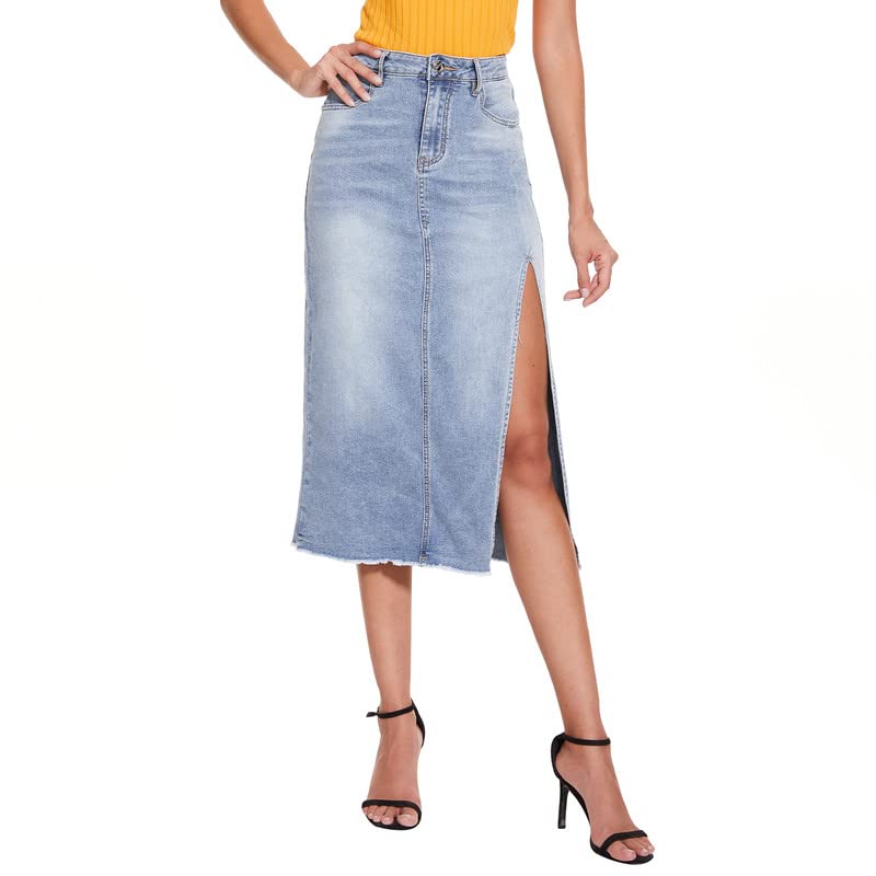 VIPONES Women's Denim Skirt - Stretch Ripped Raw Hem Mini Skirt with Frayed Details | Mid Waist Casual Shorts for Women | Perfect for Summer Outfits, Date Nights & Street Style Fashion