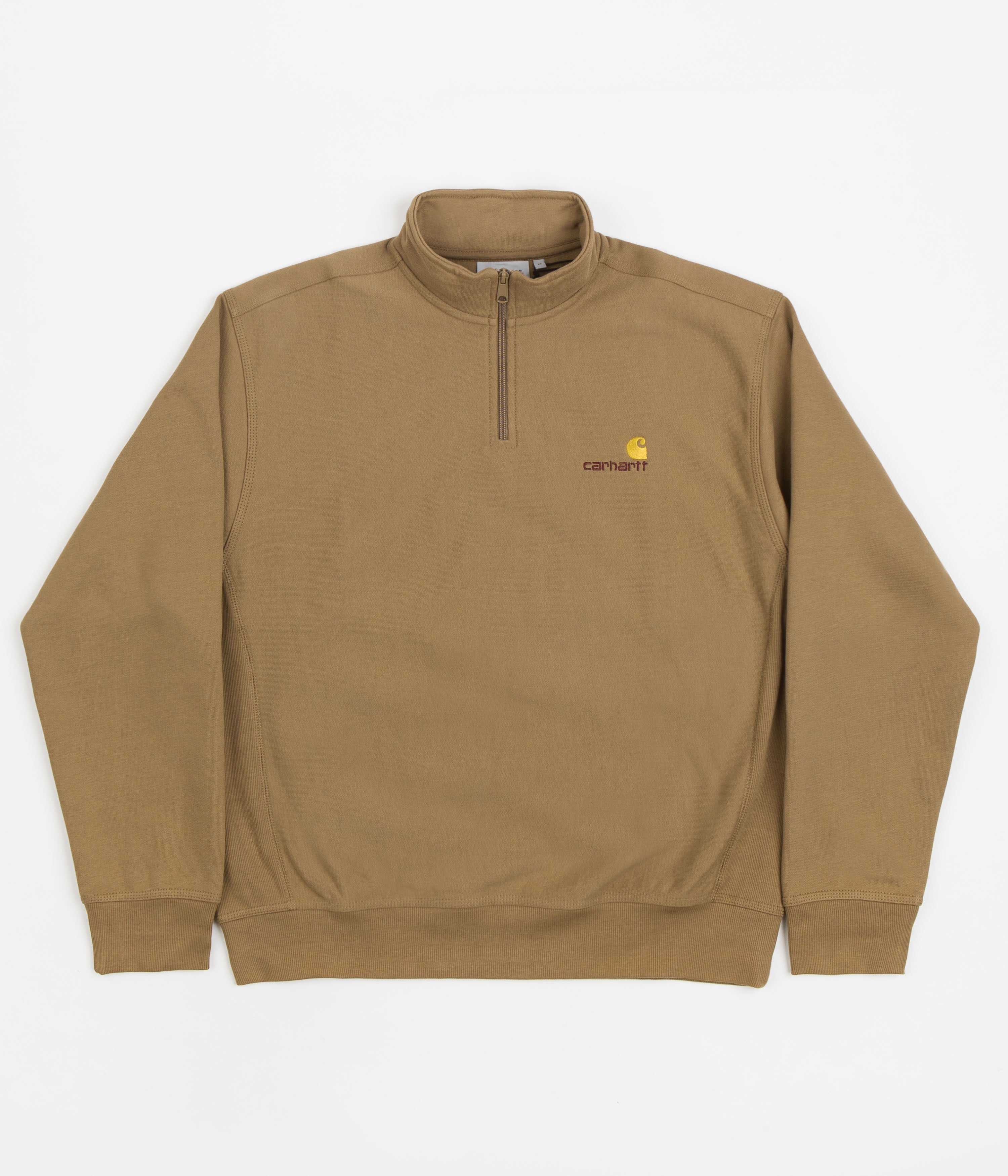 Carhartt Half Zip American Script Sweatshirt - Buffalo Plaid Fleece Pullover for Men | Warm Workwear & Casual Outdoor Wear