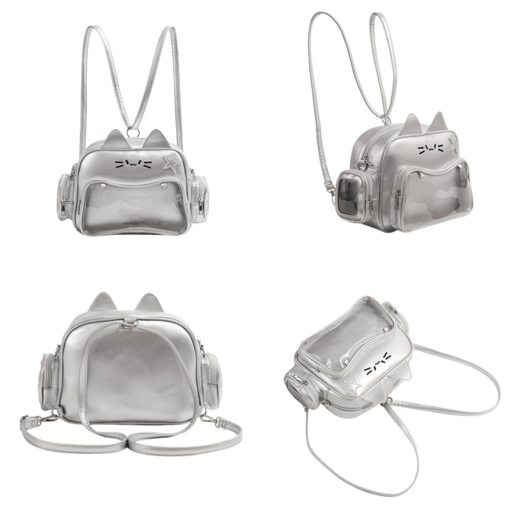 Y2K Aesthetic PU Leather Cat Ita Bag - Preppy Single Shoulder Backpack for School Girls | Perfect for Anime Conventions, Cosplay & Kawaii Fashion