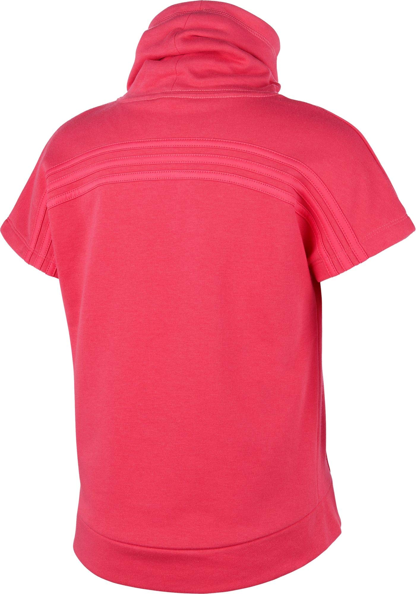 Adidas Girls' French Terry Funnel Neck Short Sleeve Pullover Hoodie - Soft Pink Cotton Sweatshirt for Kids, Size Medium | Perfect for School, Playdates & Casual Outings