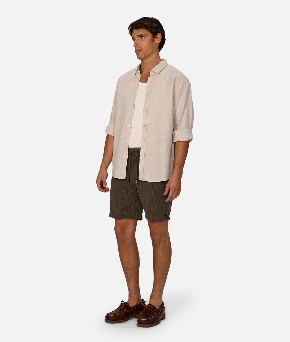 Premium Tennyson Linen Blend Long Sleeve Shirt in Kalamata Olive - Breathable Comfort for Casual Wear & Office Attire