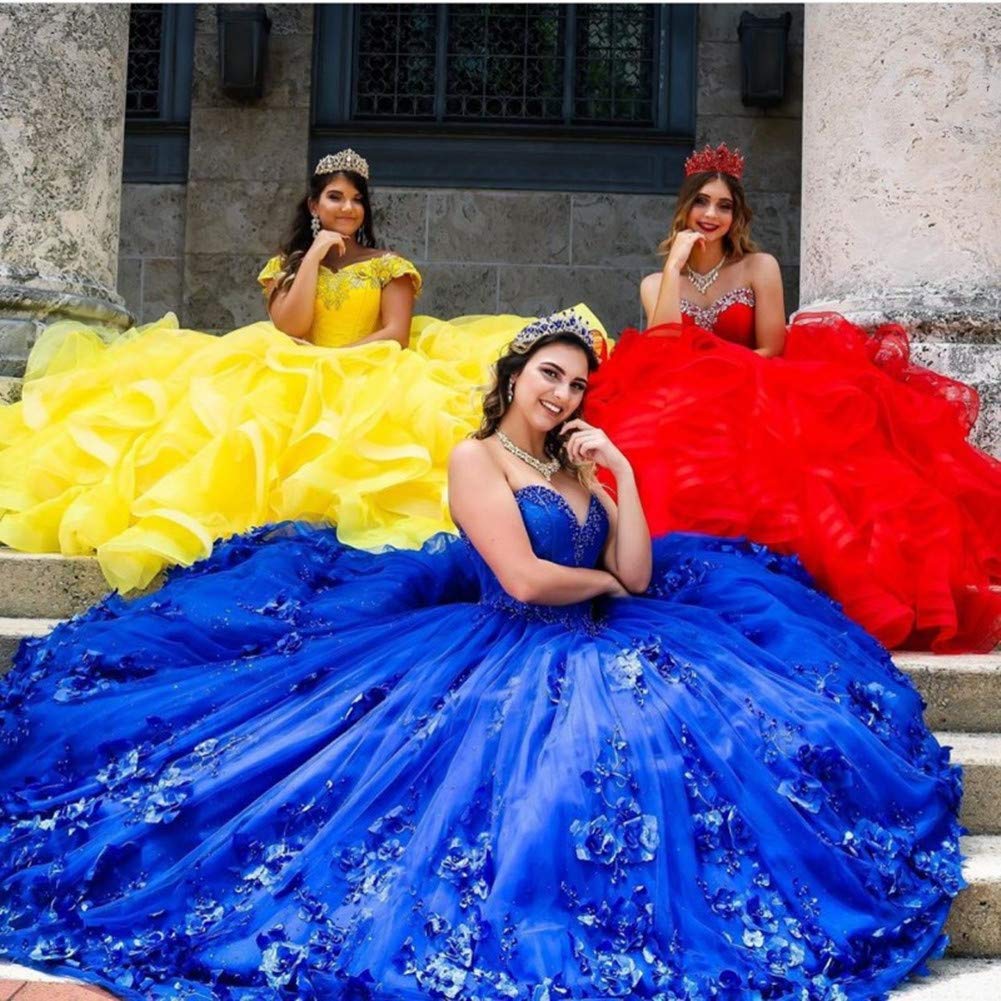 Emanni Women's Sweetheart Applique Princess Prom Party Gowns - Elegant Tulle Quinceanera Dresses for Formal Events, Homecoming, Sweet 16 & Special Occasions