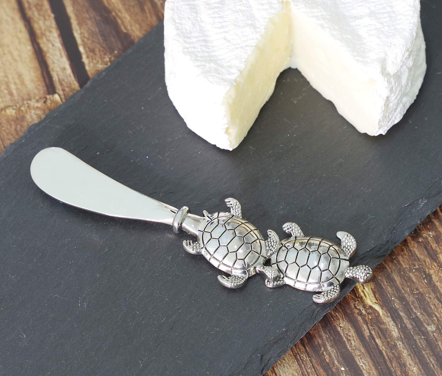 2-Piece Zinc Alloy Cheese and Butter Spreader Knife Set - Turtle Design for Cheese Platter, Charcuterie Board & Party Serving - Elegant Kitchen Utensils for Entertaining