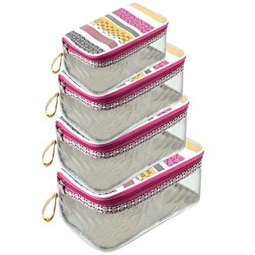 SNDIA 4-Pack Clear Travel Toiletry Bags for Women & Men - Waterproof Cosmetic Pouch, Makeup Organizer, Shaving Kit Bag (22.5 x 12 x 10cm) - Perfect for Air Travel, Gym, Camping & Daily Use