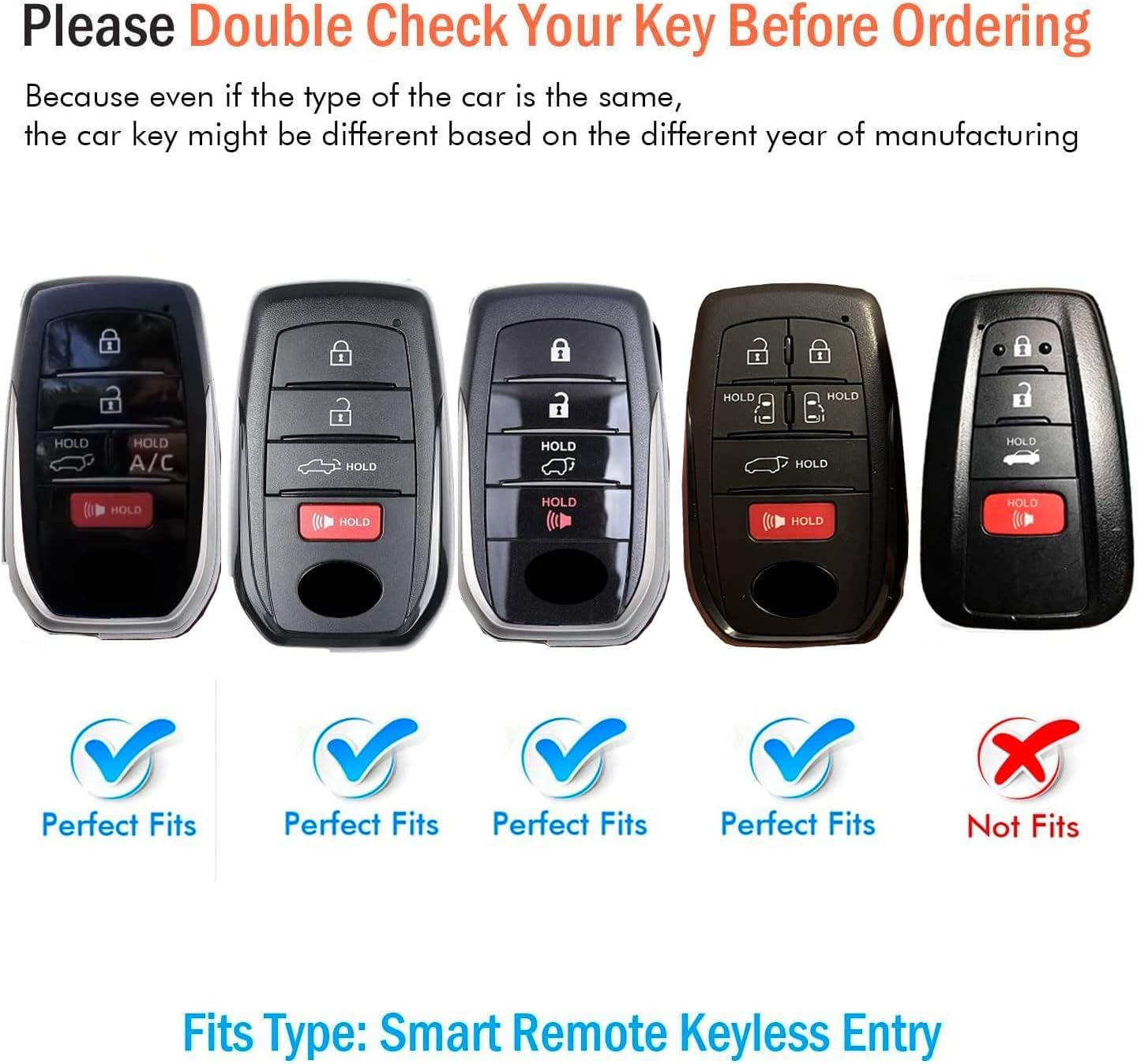 Premium Toyota Key Fob Cover with Keychain - Compatible with 2025 Camry, 2021-2025 Venza, RAV4 Prime, Sienna, 2019-2025 Land Cruiser, Fortuner, Mirai, 2023-2025 Highlander, Prius, Corolla (Black) - Durable Protection for Daily Use & Car Keys Organization
