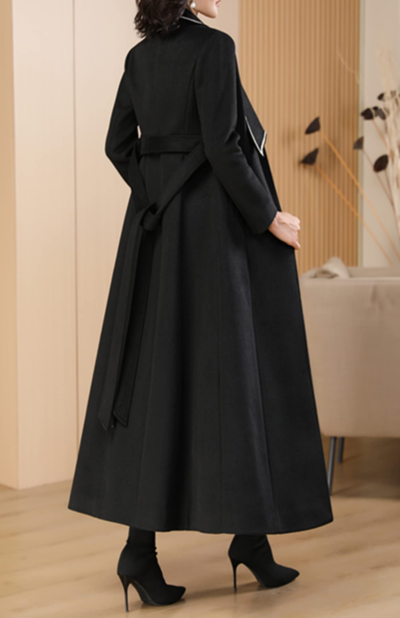 Women's Long Wool Trench Coat - Winter Double Breasted Warm Jacket for Cold Weather | Perfect for Office, Travel & Outdoor Activities