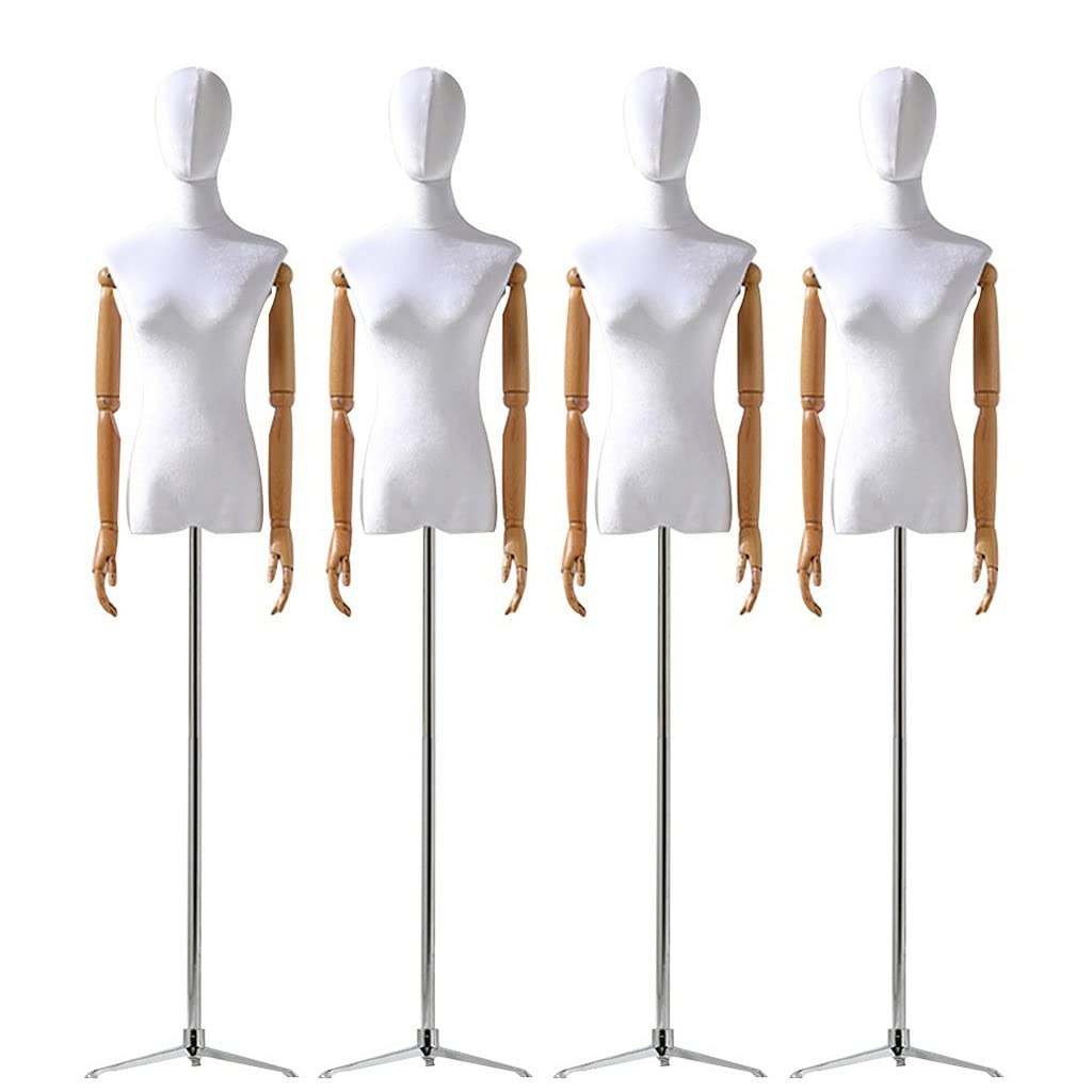 4pcs Adjustable Female Mannequin Bust with Tripod Stand - White Small Size for Clothing, Dress & Jewelry Display - Perfect for Boutique, Retail Store and Fashion Showcase
