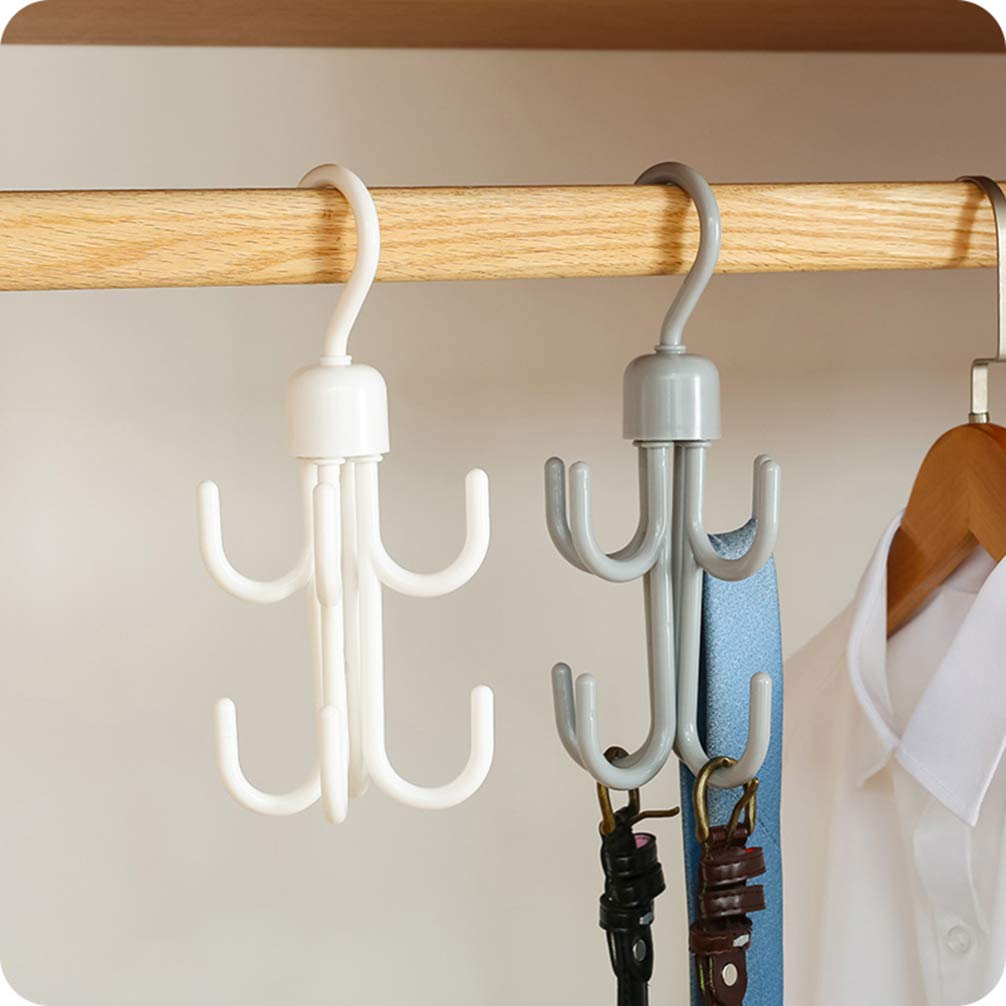 BESPORTBLE 2-Pack 360° Rotating Hanging Hooks - Multi-Purpose Scarf, Tie, Hat & Wardrobe Organizer - Space Saving 2-Tier Rotating Hook for Closet, Cupboard & Dorm Room Organization