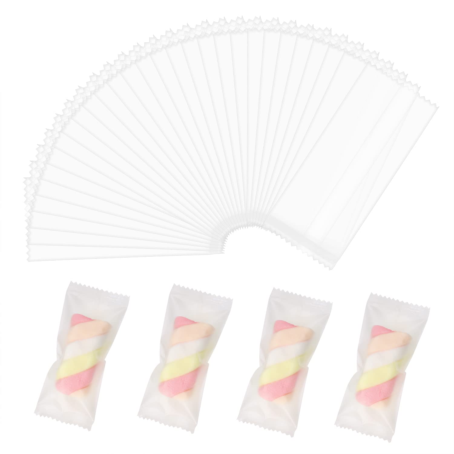 Penta Angel Nougats Candy Bags 400Pcs - Clear Plastic Caramel Wrappers for Christmas Candy Making & Party Favors - DIY Gift Packaging for Holidays, Birthdays & Special Events