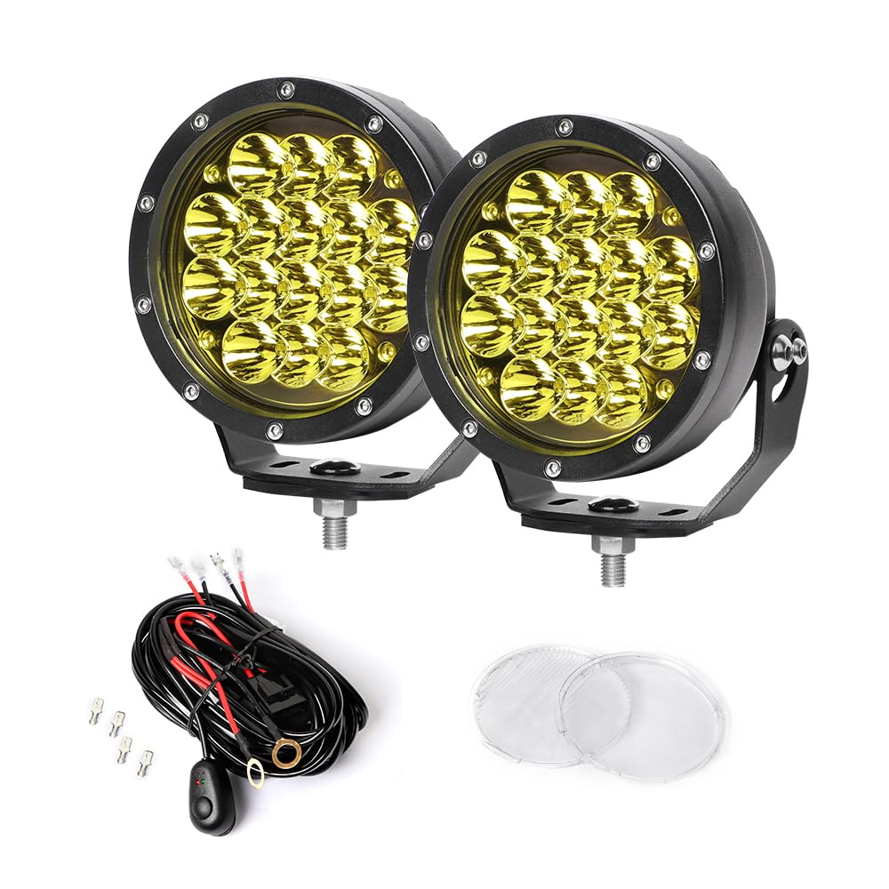 EXZEIT 5 Inch Amber LED Driving Lights - 160W 11200 Lumens Waterproof Fog Lights for Jeep Wrangler, Trucks, Toyota Pickup, GMC SUV | Off-Road, Snow, Rain & Fog Use