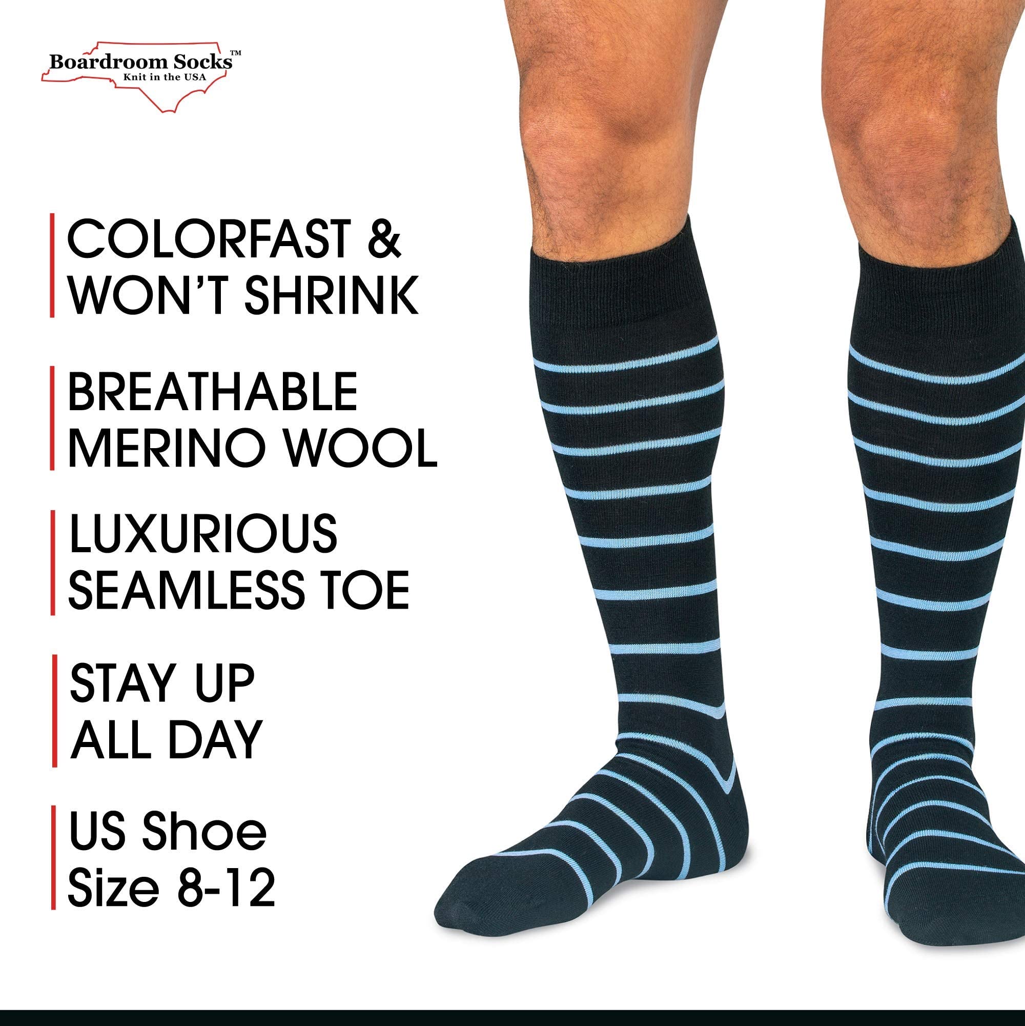 Premium Merino Wool Over-the-Calf Dress Socks for Men - Breathable, Comfortable & Stylish Patterned Socks - Perfect for Business, Office & Formal Occasions