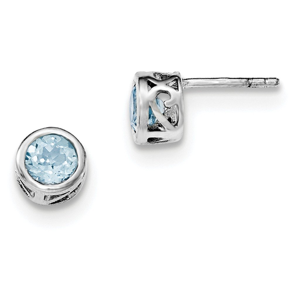 Polished Blue Topaz Sterling Silver Round Post Earrings for Women – Perfect for Everyday Wear, Gifts & Special Occasions