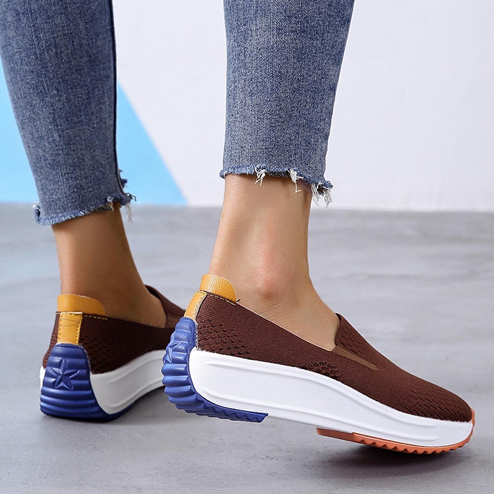Women's Orthopedic Slip-On Walking Shoes - Wide Fit Comfort Loafers with Breathable Knit Mesh | Non-Slip Platform Flat Boat Shoes | Lightweight Soft Casual Sneakers for Women (2023) | Perfect for Walking, Travel & Everyday Comfort