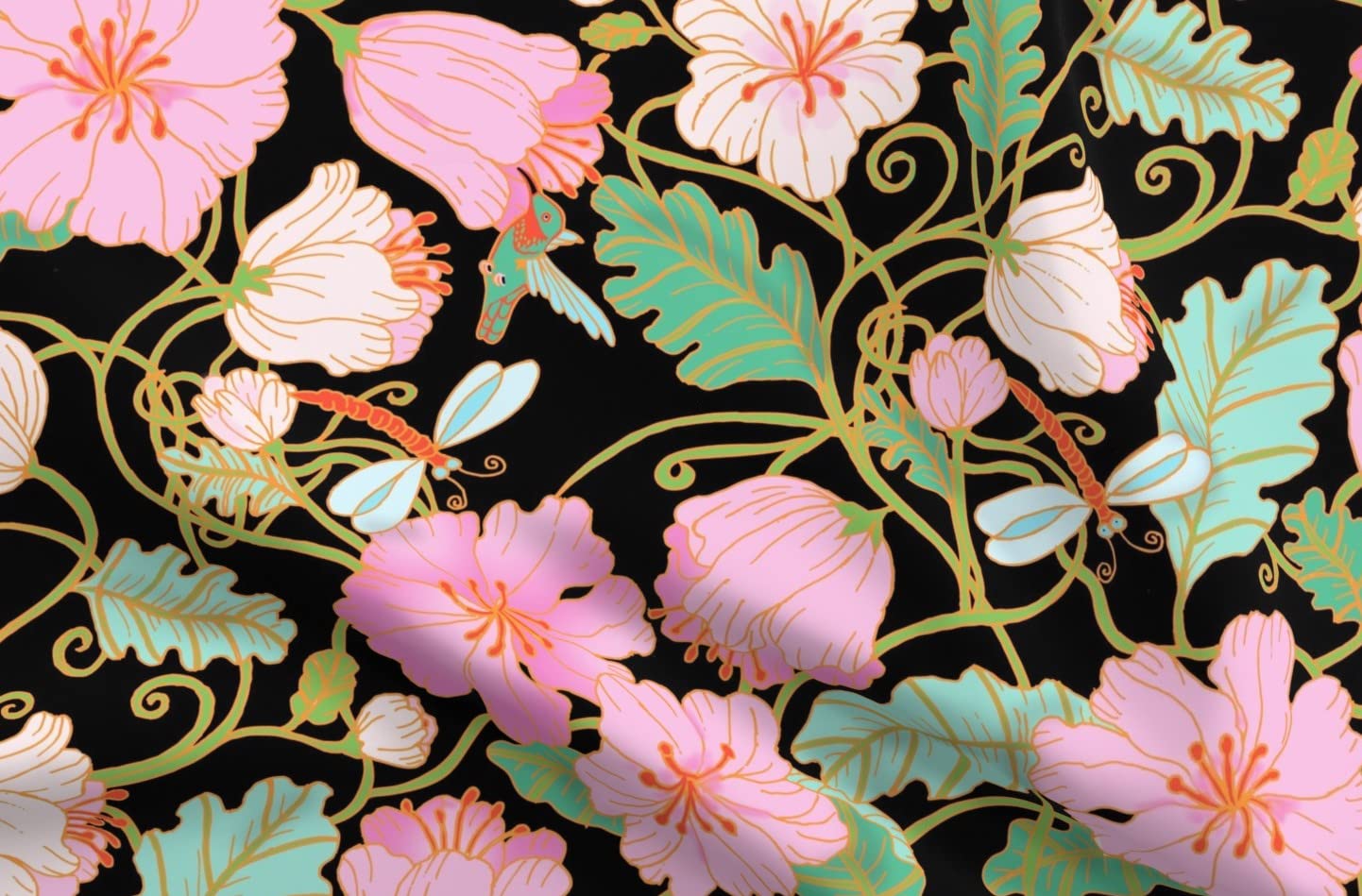 Spring Nouveau Floral Boho Animal Print Minky Fabric - Fat Quarter for Sewing Baby Blankets, Quilt Backing & Plush Projects | Soft & Cozy Fabric for DIY Crafts, Nursery Decor & Home Textiles