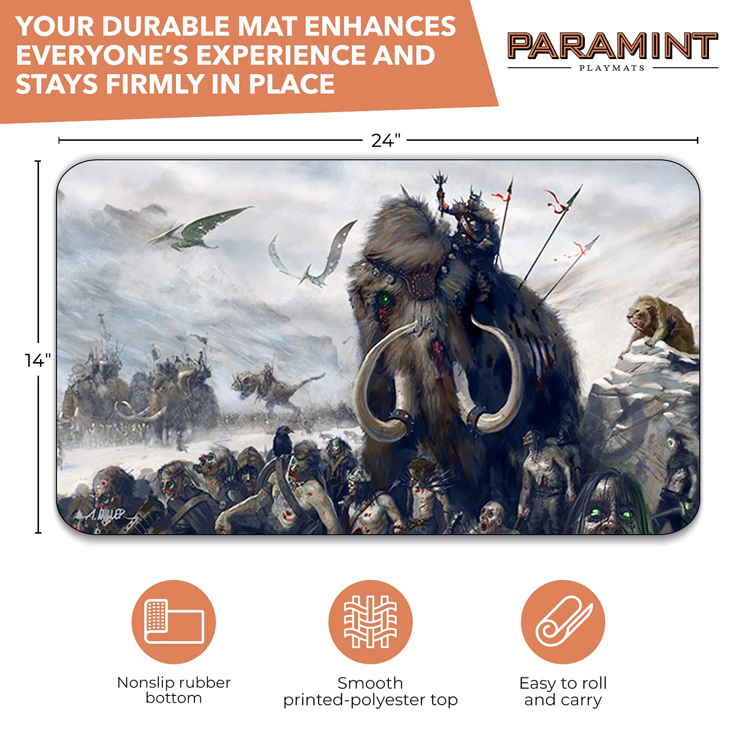 March of The Zombie King Stitched MTG Playmat by Aaron Miller - Magic The Gathering Compatible Gaming Mat for MTG, YuGiOh & TCG - Premium Original Art Playmat Accessories - Perfect for Game Nights & Tournaments