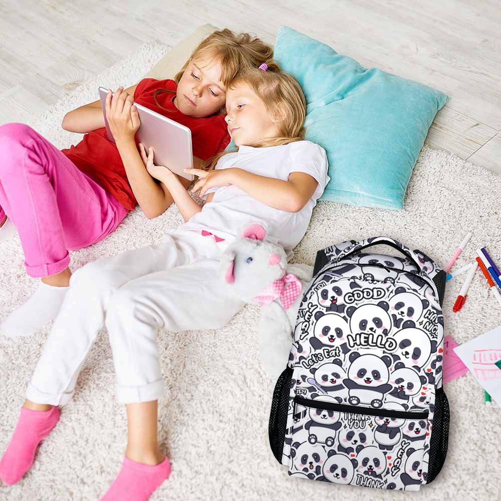 Cute Panda Backpack for Girls - Lightweight 17 Inch School Bookbag for Kids & Teens - Perfect for School, Travel, and Everyday Use