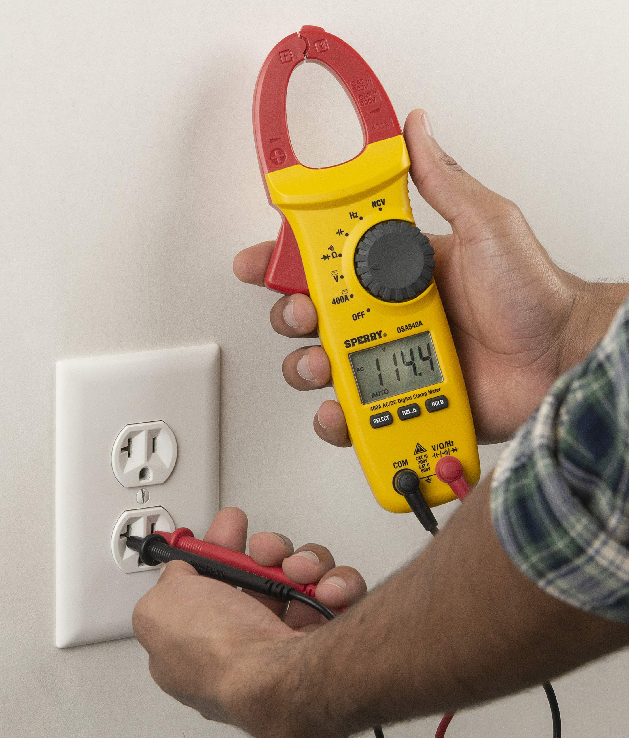 Sperry Instruments ESK1 Digital Clamp Meter & Line Splitter Tester Kit - Professional Electrical Testing Tool for Home & Industrial Use - Yellow