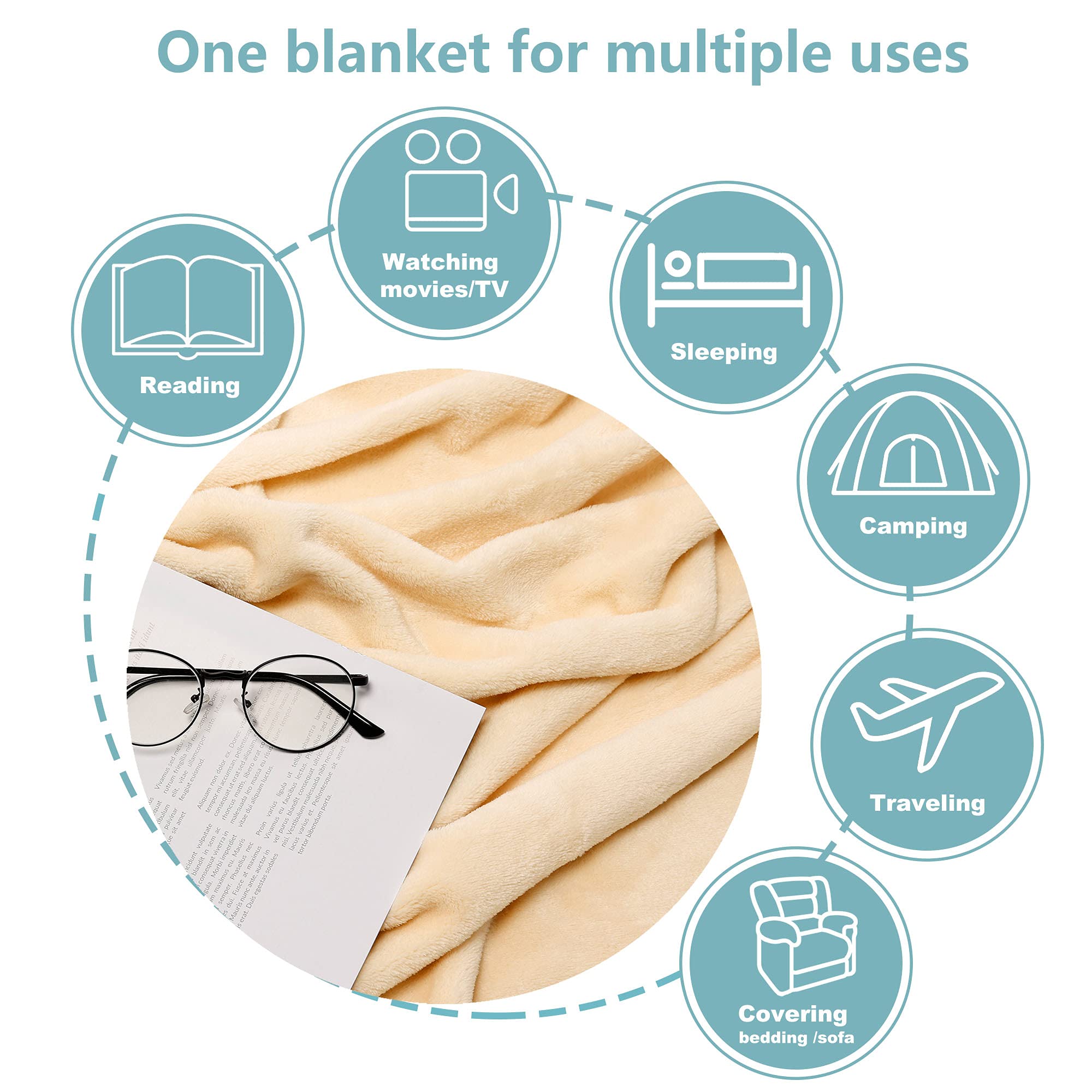 NANPIPER Super Soft Fleece Blanket - Luxury Plush Microfiber Flannel Throw for Bed, Couch & Sofa - Cozy Warm Twin Size Blanket in Beige - Perfect for Winter Nights, Movie Time & Relaxation