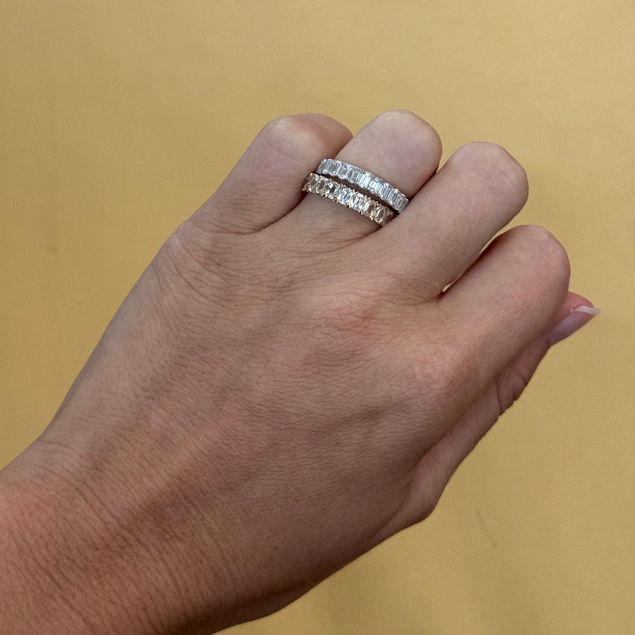 1.65ctw Emerald Cut Diamond 18K White Gold Halfway Band Ring - Elegant Wedding, Engagement & Anniversary Jewelry Gift for Women