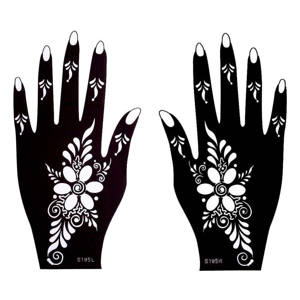 Ivana's Henna Stencils for Hand, Body, Finger & Face - Mehndi Tattoo Stickers for Women, Girls & Kids (Pack of 2) NIV-13 | Perfect for Weddings, Parties & Festive Celebrations