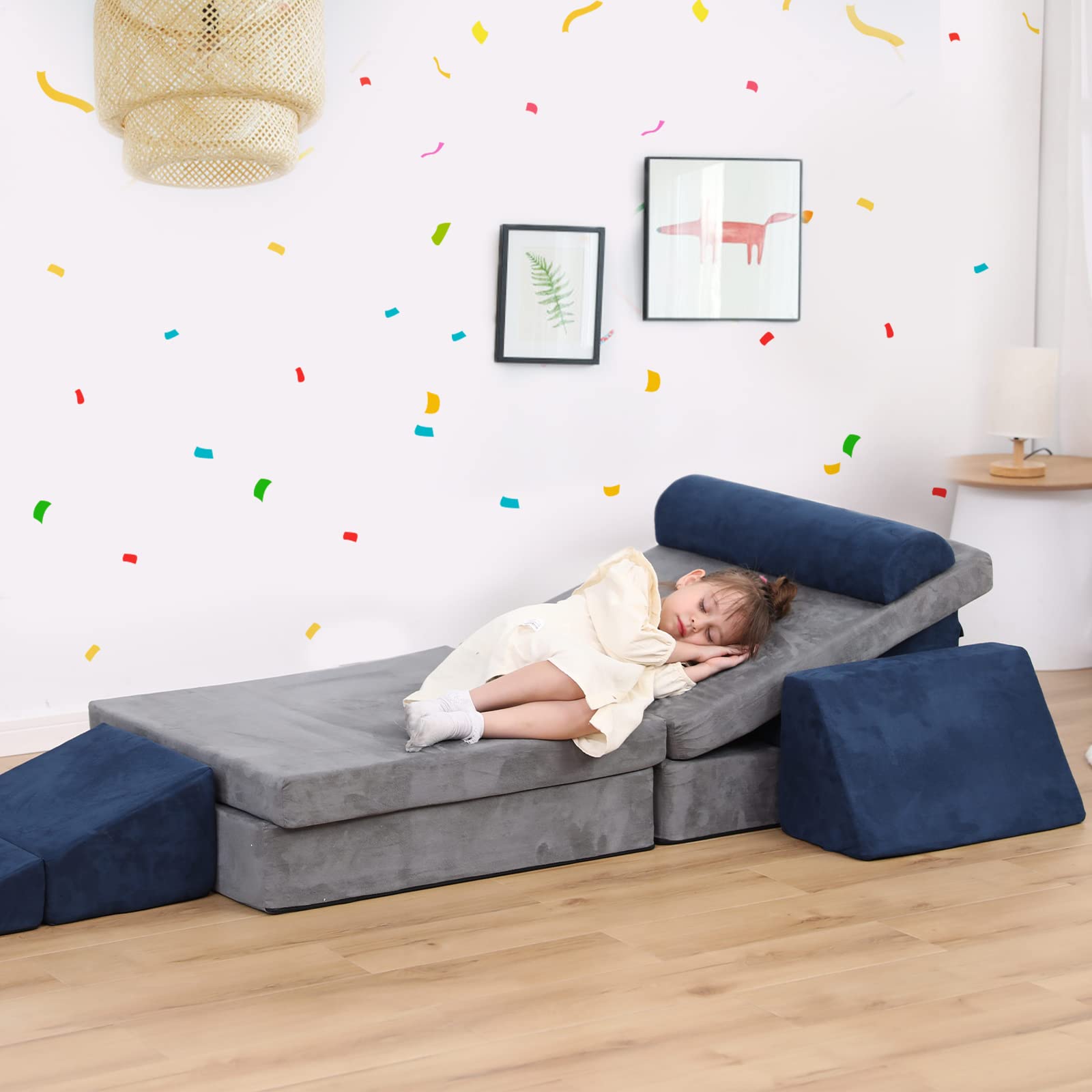 Kids Play Couch Set - 9 Piece Toddler Sofa for Imaginative Play | Soft Foam Climbing Cushions for Indoor & Outdoor Use | Creative Furniture for Toddlers to Teens | Perfect for Playrooms, Bedrooms & Backyards
