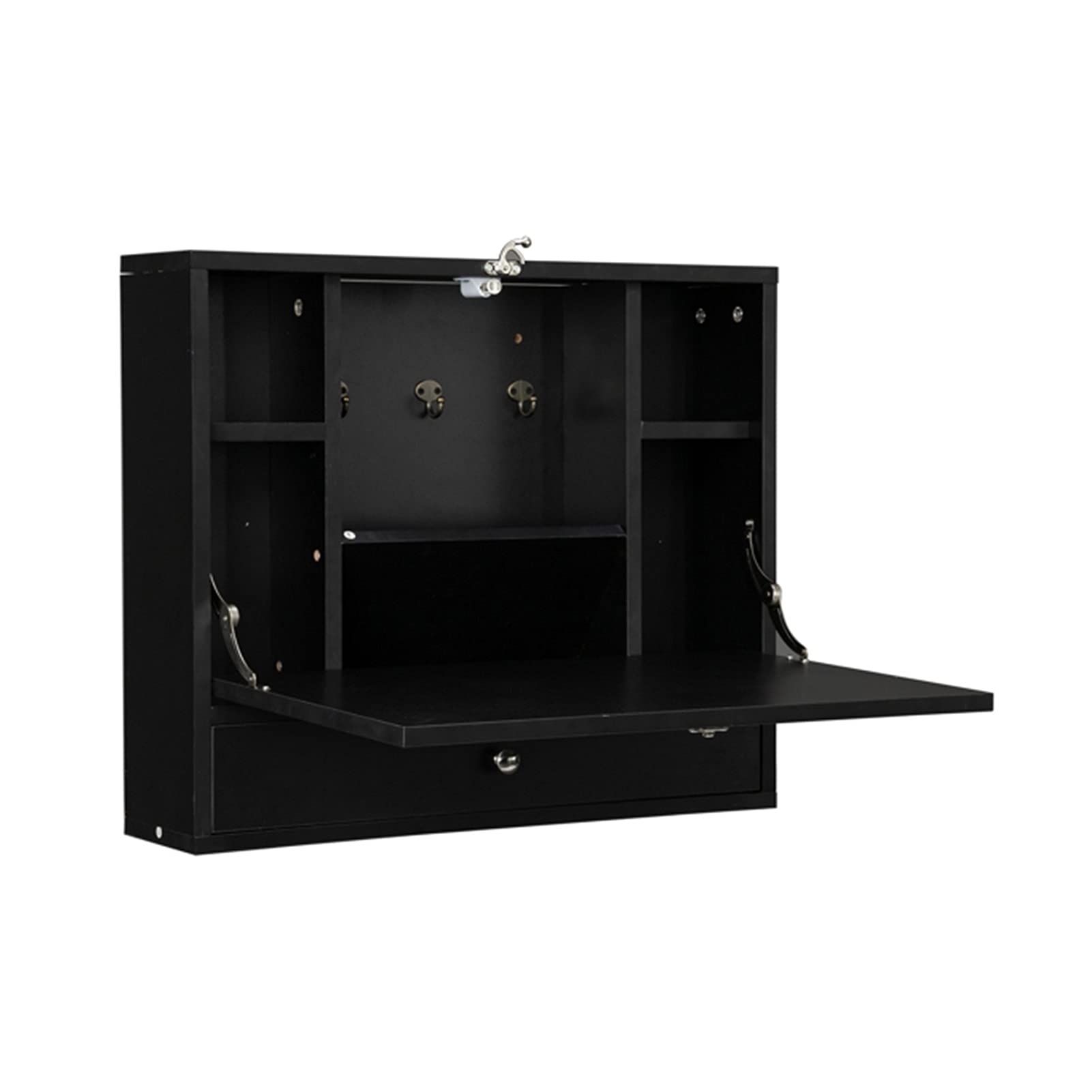 Triamine Wall-Mounted Computer Desk - High-Density Board, Black - Perfect for Home Office, Gaming & Workspace Setup
