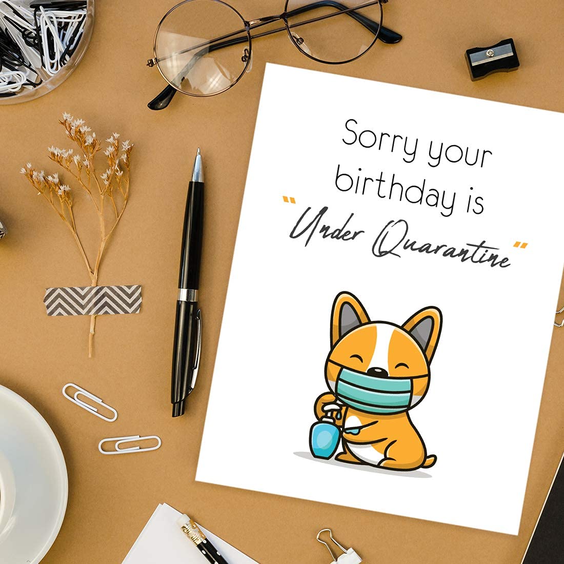 Happy Birthday Jumbo Greeting Card - 8.5 x 11 Inch Funny Social Distance Party Card for Him or Her - Andaz Press 1-Pack - Perfect for Virtual Celebrations, Long-Distance Wishes & Pandemic Birthday Parties
