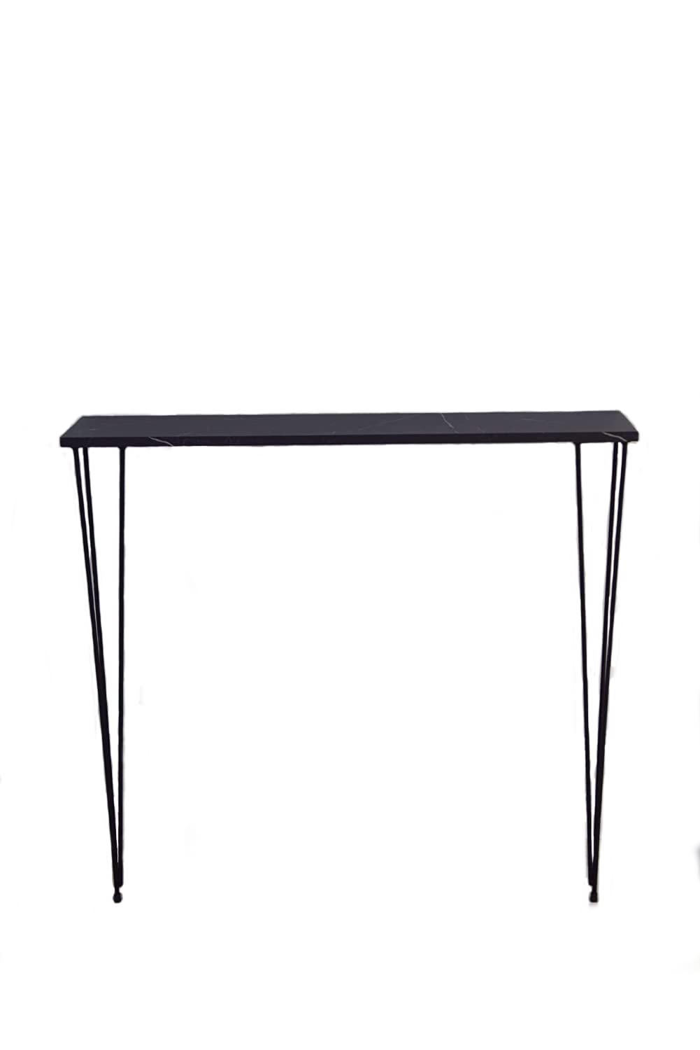 Solid Wood Dresser - Modern Entryway Console Table with Black Metal Legs, Natural Wood Shelf for Hallway & Living Room (7 x 39 x 35 inches) | Perfect for Home Decor, New Housewarming Gift & Apartment Organization