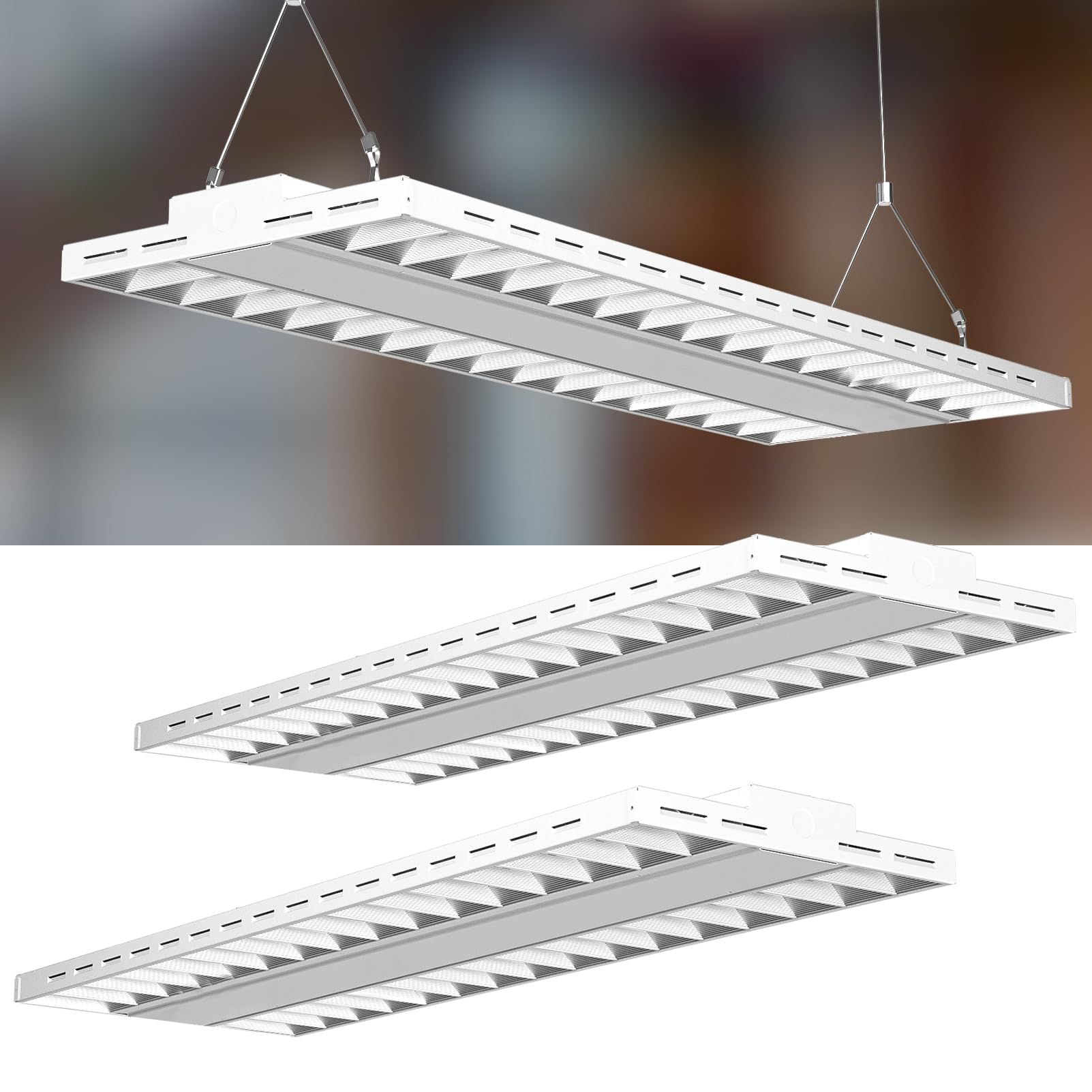 Lightdot LED High Bay Shop Light - 2FT 200W 28000LM 140LM/W (800W HPS Equivalent) 5000K Daylight Linear Hanging Light for Warehouse, Workshop, Gym - Bright Industrial Lighting for Commercial Spaces & Storage Areas