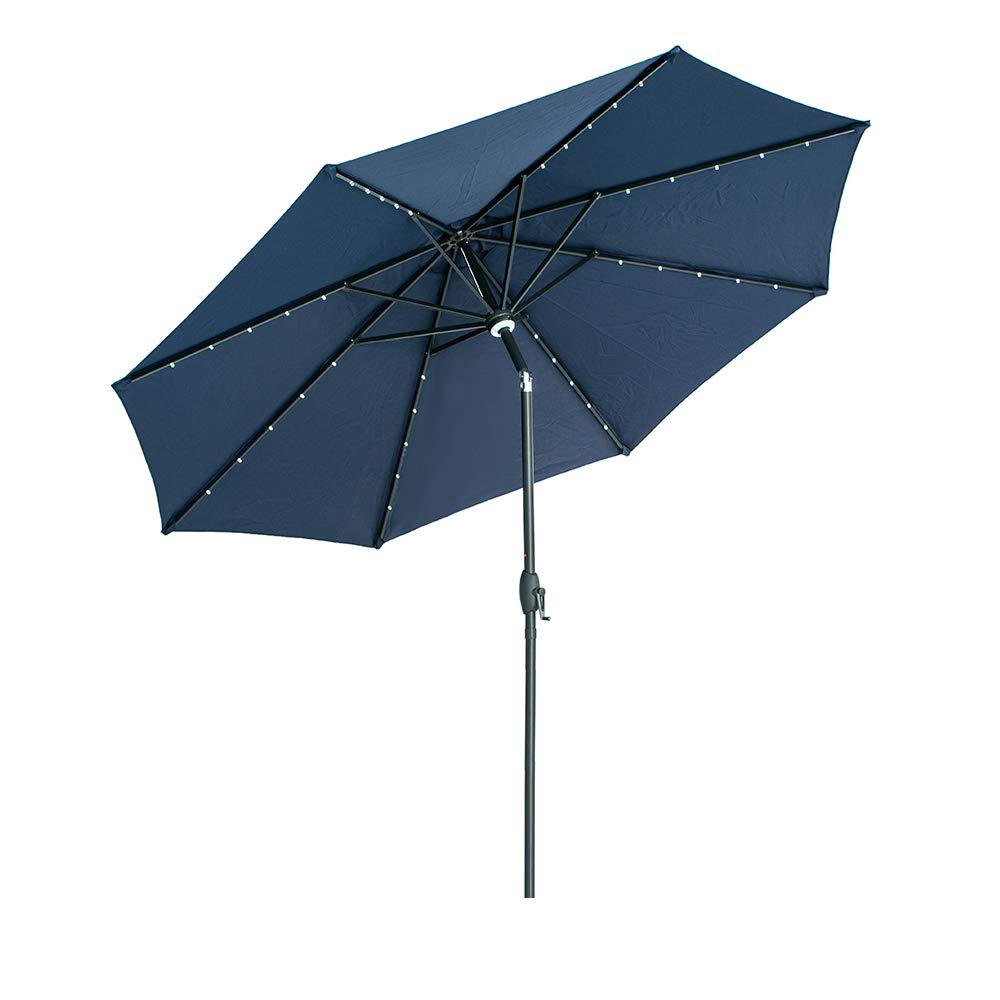 Ainfox Solar-Powered LED Patio Umbrella with Steel Frame - Waterproof Outdoor Garden Umbrella for Patio, Poolside, Backyard & Indoor Use - Perfect for Sun Protection & Nighttime Illumination