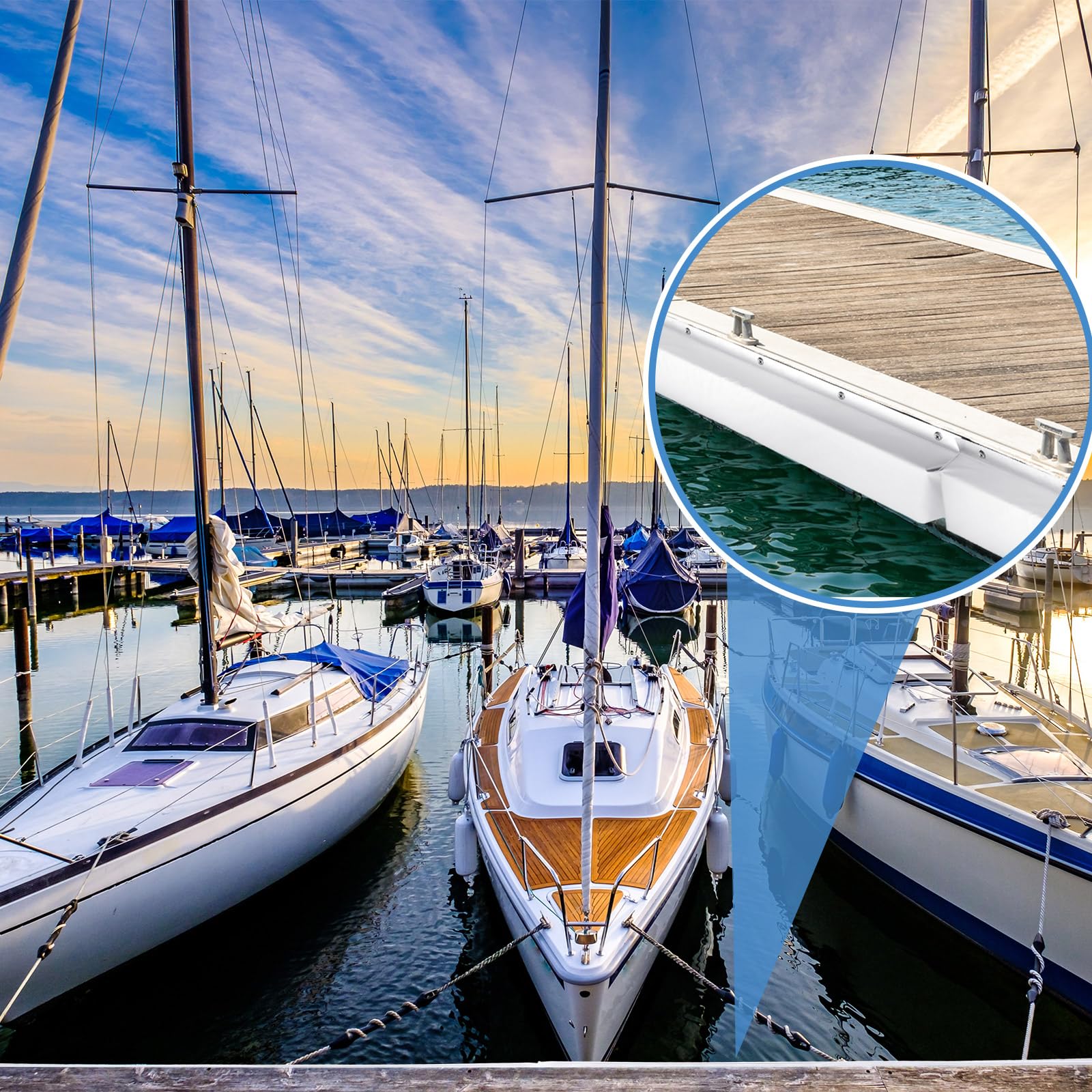 **Spiareal Edge Dock Bumpers - Straight Marine Boat Bumpers for Docking, UV Resistant Boat Dock Fenders - Prevent Dents & Scratches, White - Perfect for Boat Docking & Marina Protection**