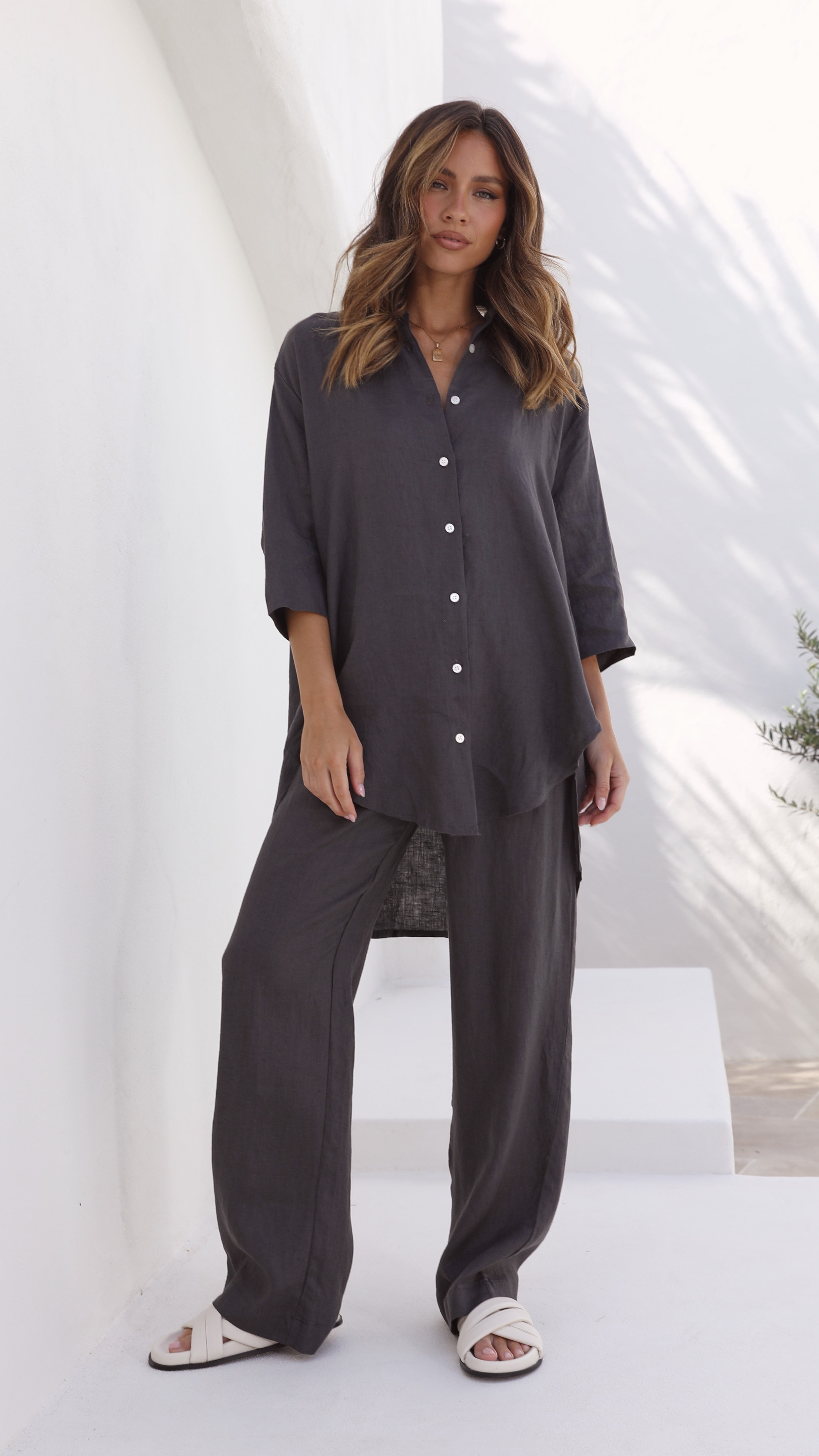 Premium Linen Lounge Pants for Women - Soft & Breathable Coal Black Comfort Pants - Perfect for Yoga, Home Relaxation & Casual Wear