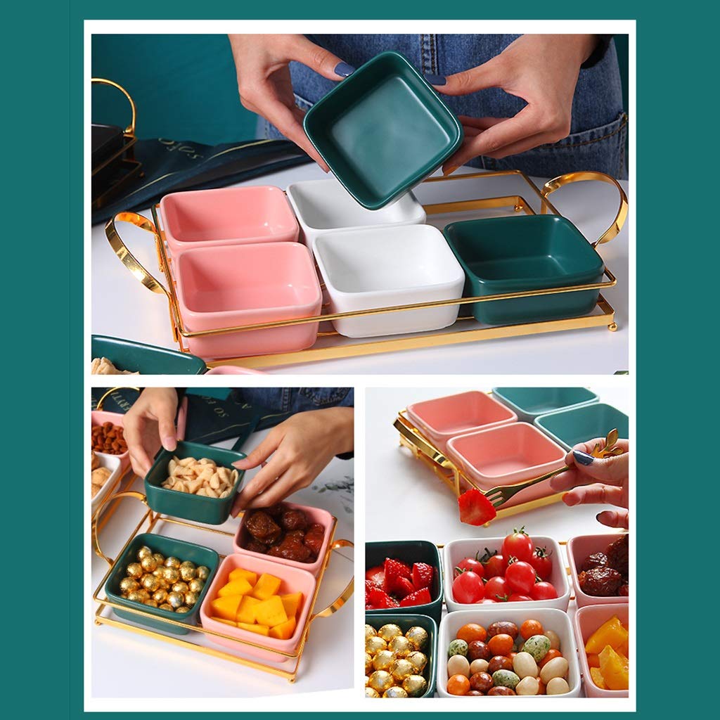Multifunctional Snack Dish Set - 6-Piece Colorful Serving Plates for Fruits, Nuts, Candy, French Fries & Salad | Perfect for Parties, Picnics & Home Entertaining (Green)