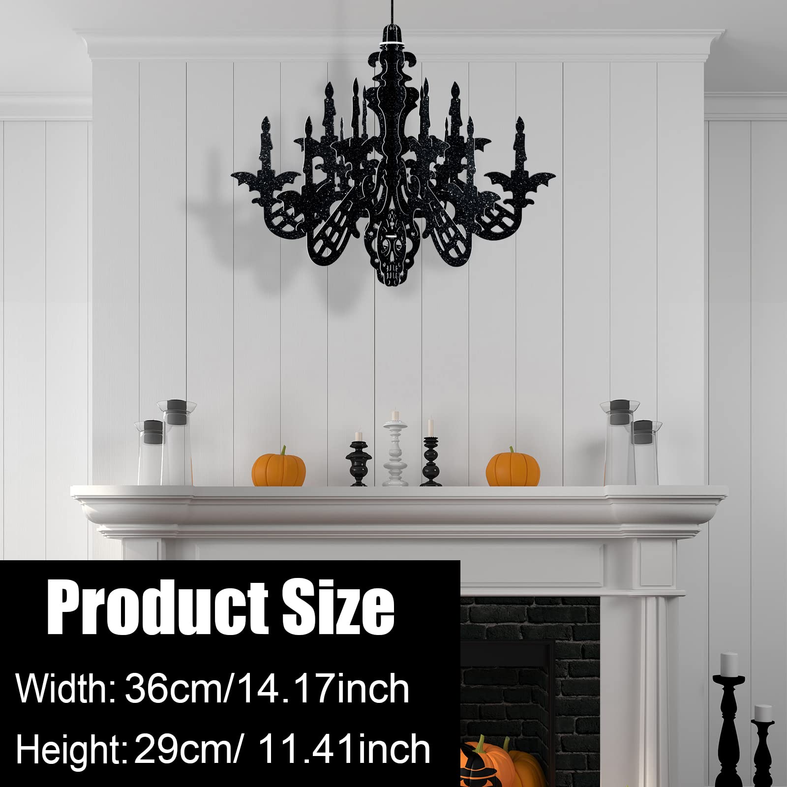MIAHART 2 Pack Halloween Haunted House Hanging Decorations - 14 Inch Glitter Chandelier Swirl Ceiling Decor Set for Spooky Party, Haunted House & Halloween Home Decor