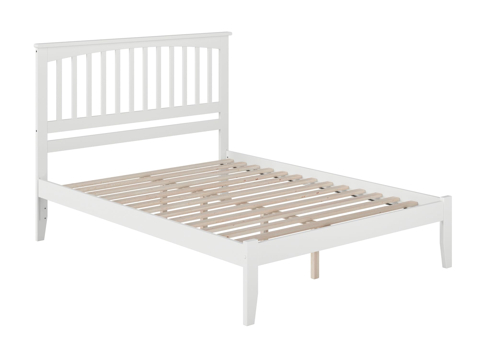 AFI Mission King Platform Bed Frame with USB Charging Ports - Modern White Wooden Bed for Bedroom, Living Room & Guest Room