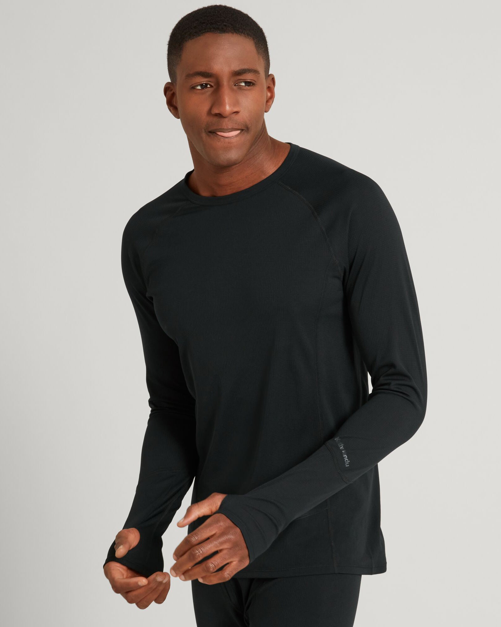 KMDAction Men's Long Sleeve T-Shirt - Soft Cotton Crew Neck Shirt for Men, Black - Perfect for Workout, Gym, Running & Casual Wear